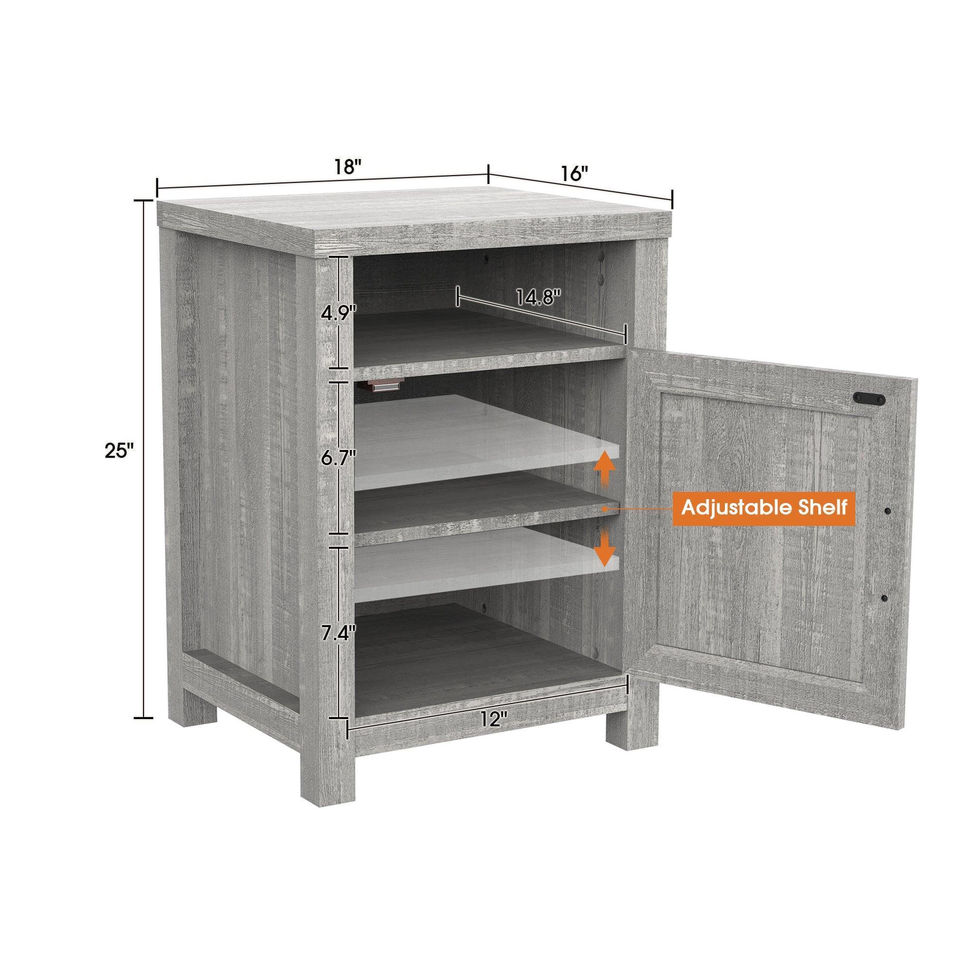 Mesita de noche rústica de madera maciza de 45 cm para dormitorio en marrón, gris o blanco