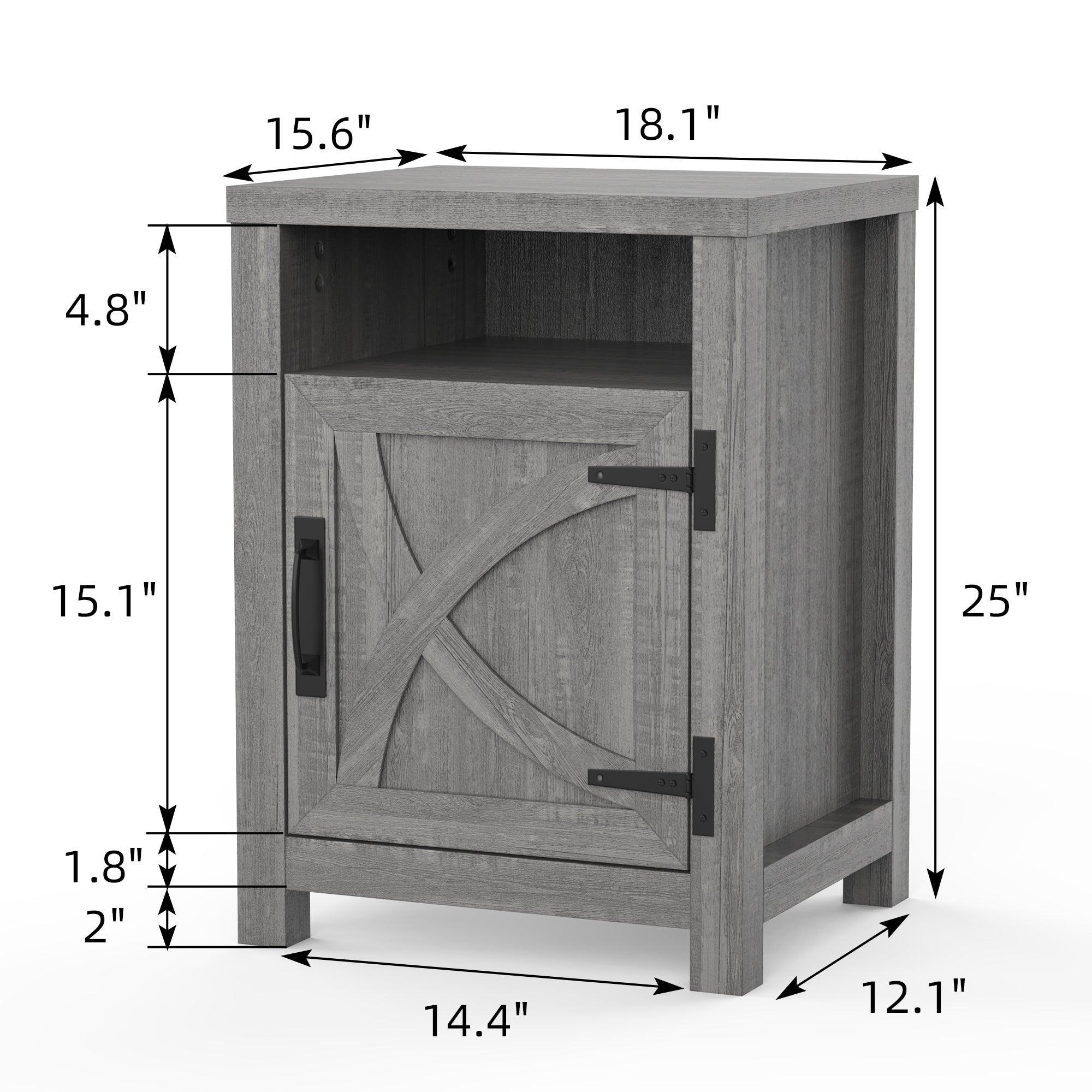 Mesita de noche rústica de madera maciza de 45 cm para dormitorio en marrón, gris o blanco