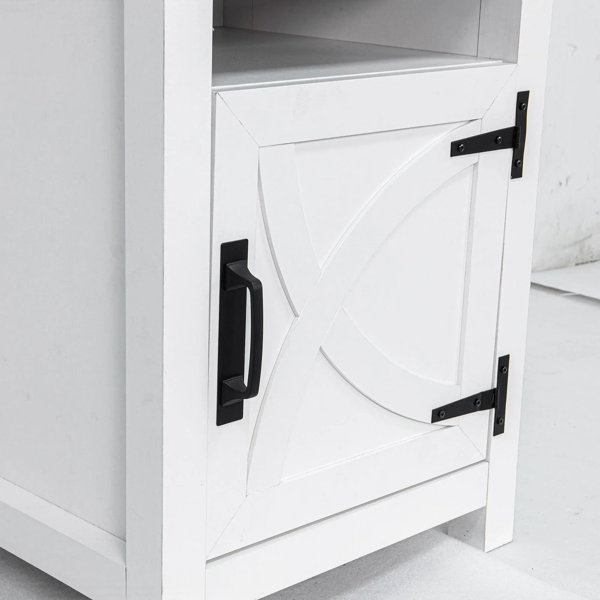 Mesita de noche rústica de madera maciza de 45 cm para dormitorio en marrón, gris o blanco