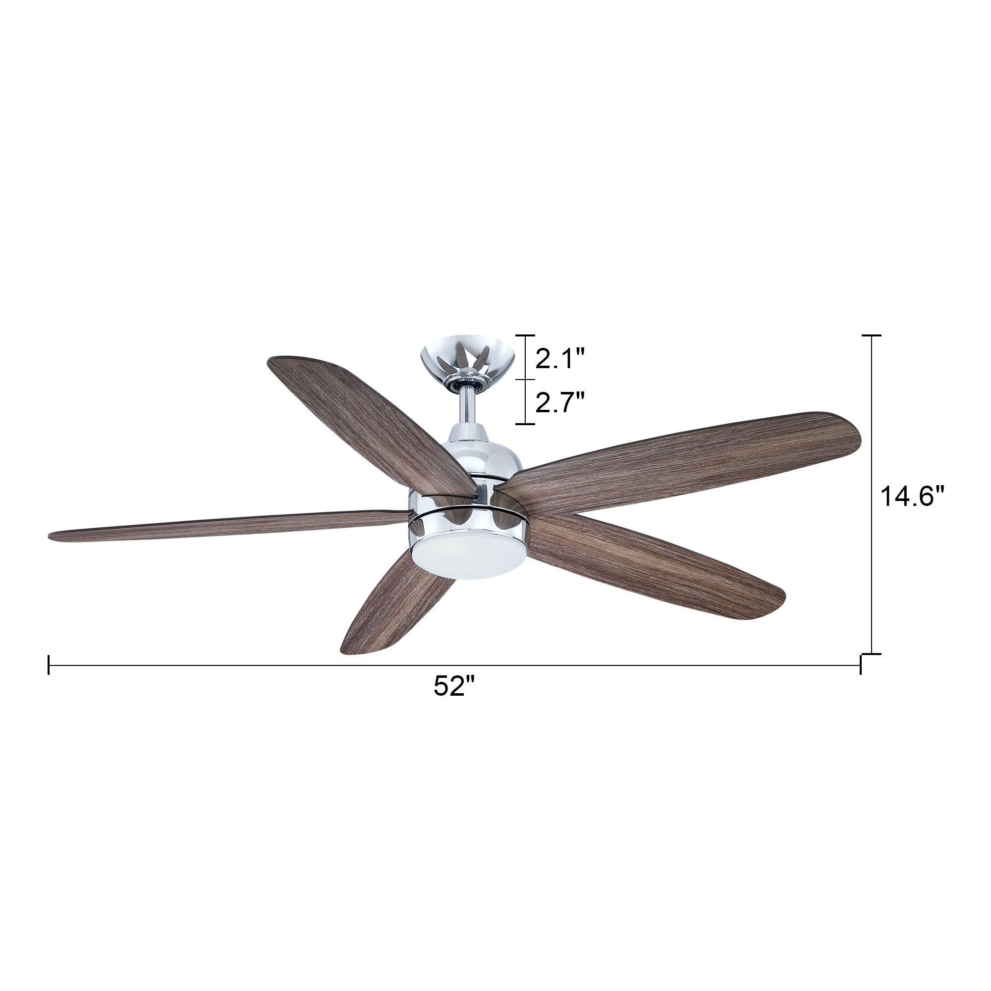 52" Dicken Farmhouse Downrod Mount Reversible Ceiling Fan with Lighting and Remote Control