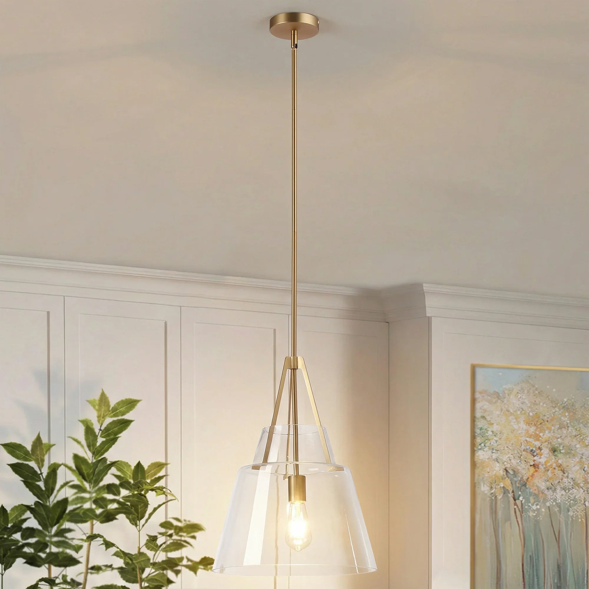 15" Todd Modern 1-Light Brushed Brass Island Pendant Light