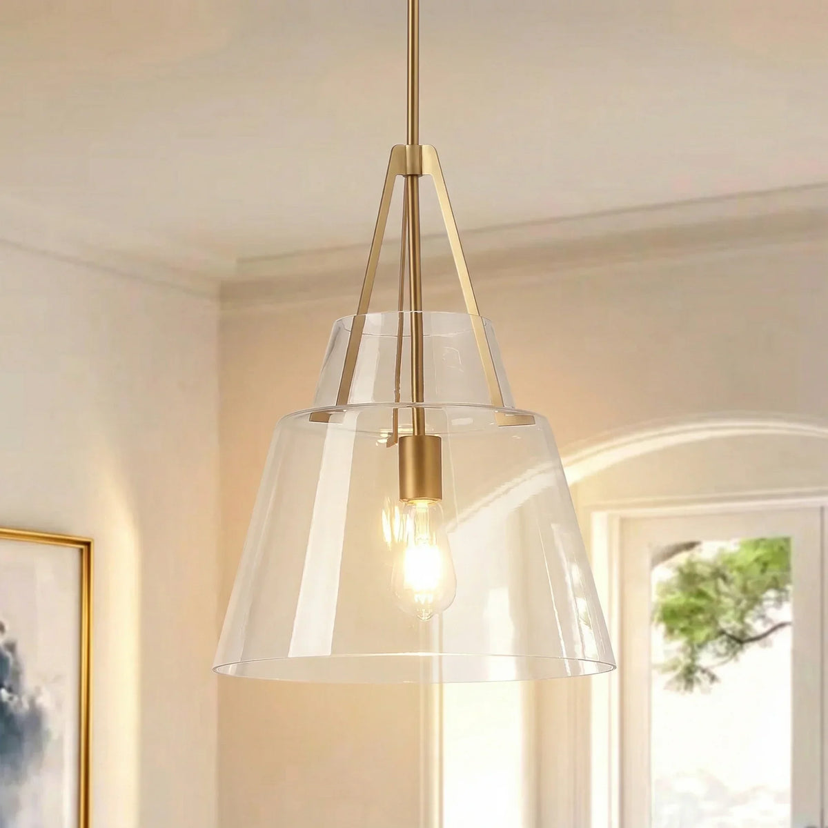 15" Todd Modern 1-Light Brushed Brass Island Pendant Light