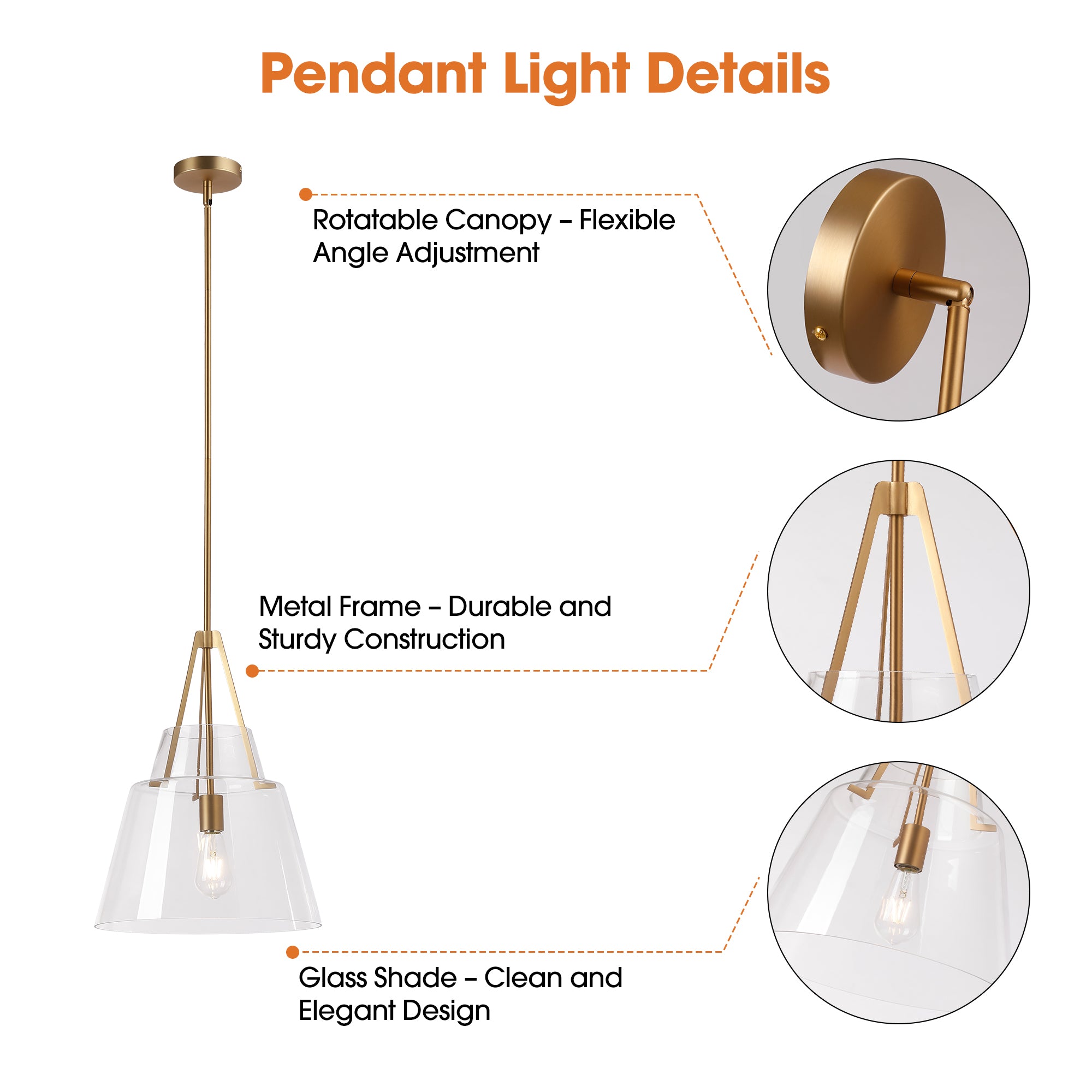 15" Todd Modern 1-Light Brushed Brass Island Pendant Light