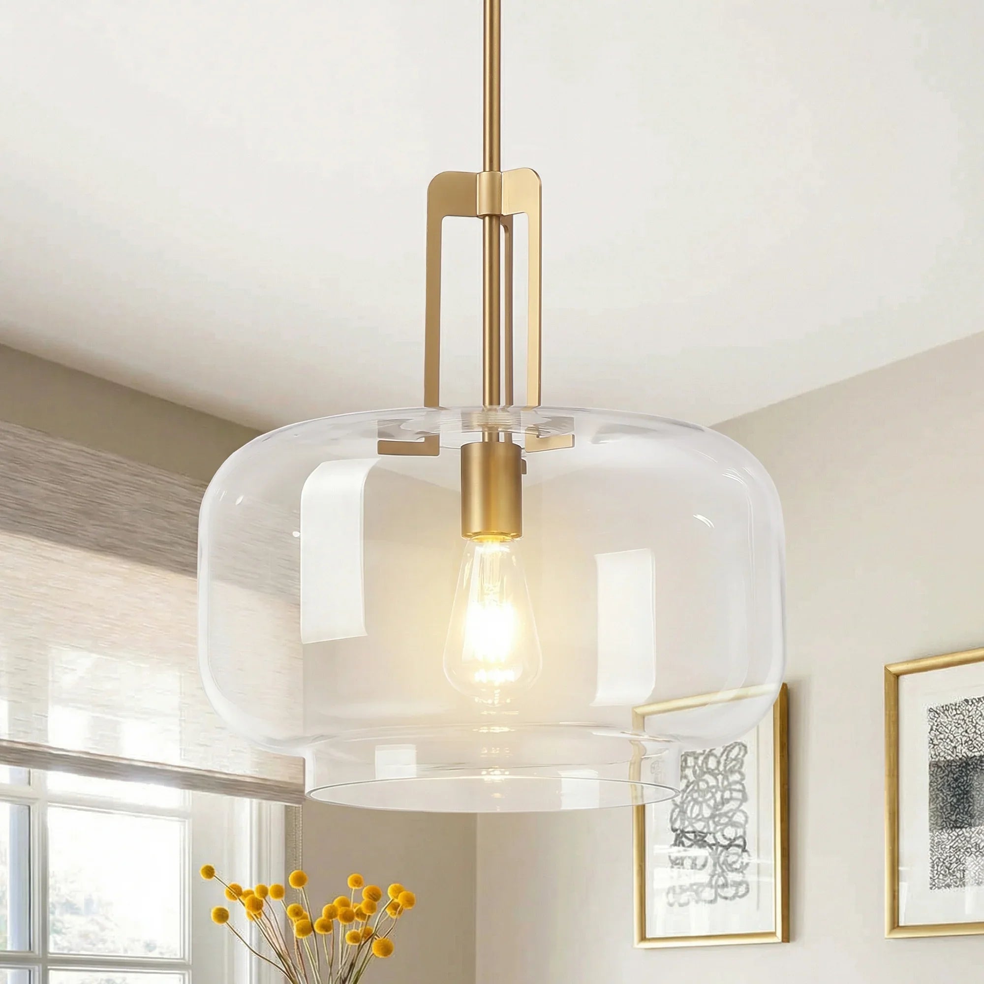 15" Toby Modern 1-Light Brushed Brass Island Pendant Light