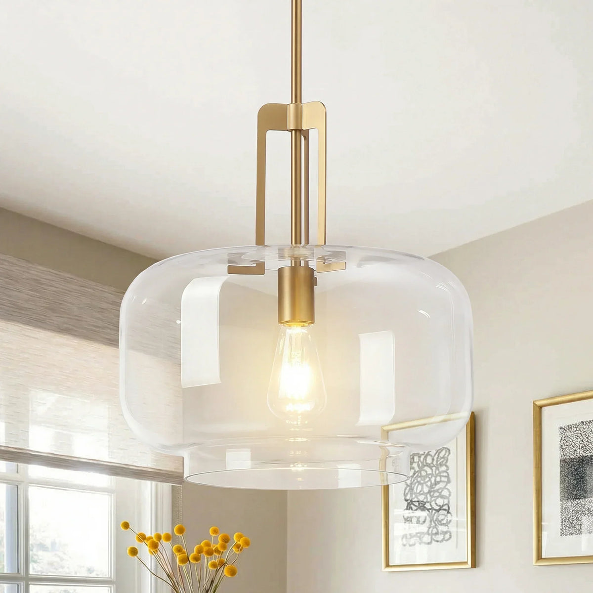 15" Toby Modern 1-Light Brushed Brass Island Pendant Light