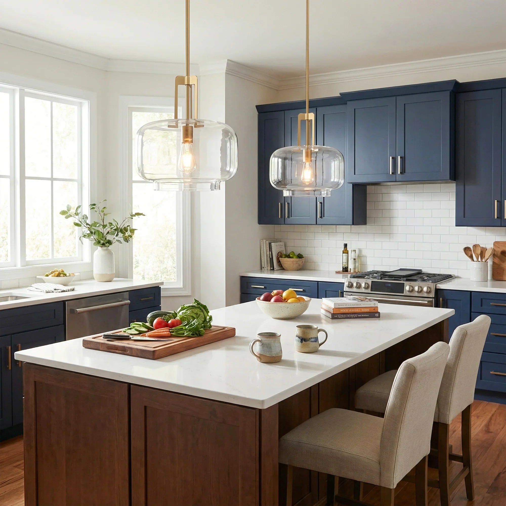 15" Toby Modern 1-Light Brushed Brass Island Pendant Light