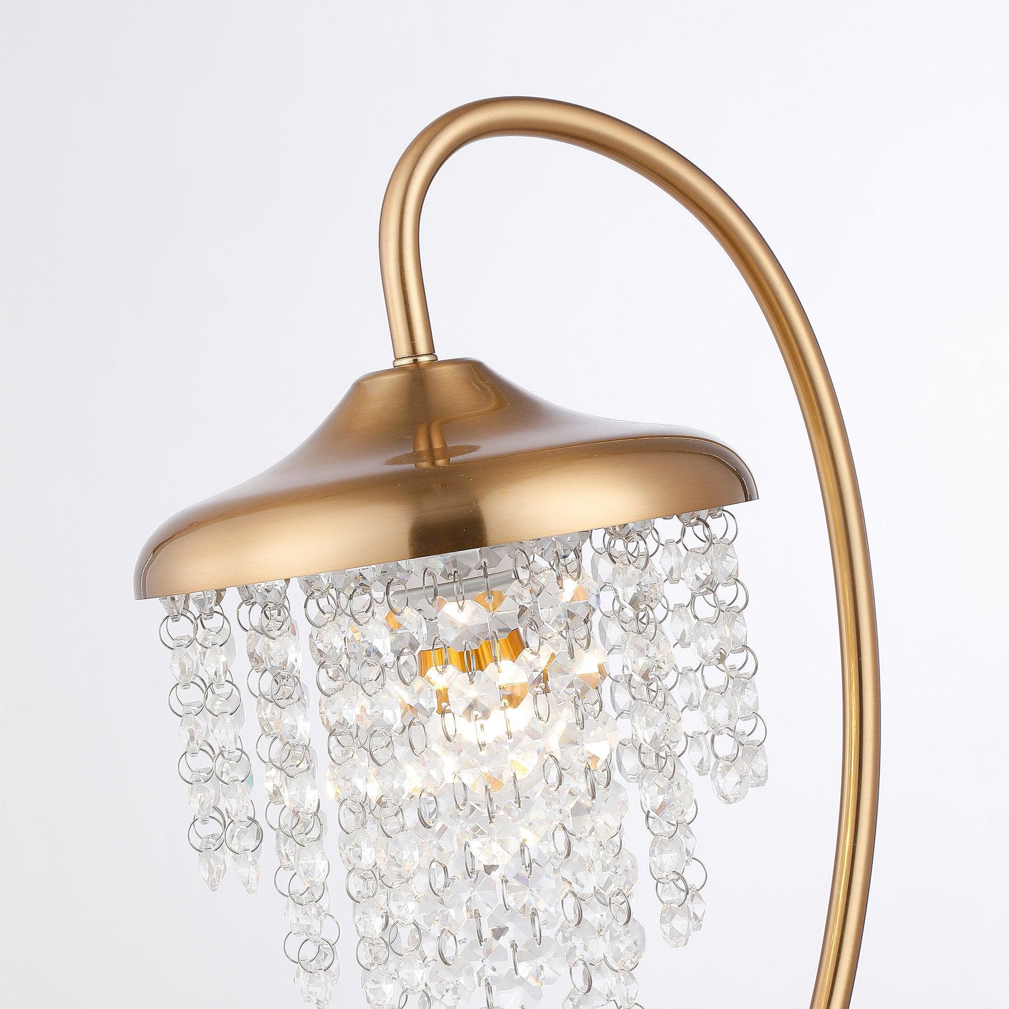 Lámpara de mesa moderna dorada de 1 luz con pantalla de cristal