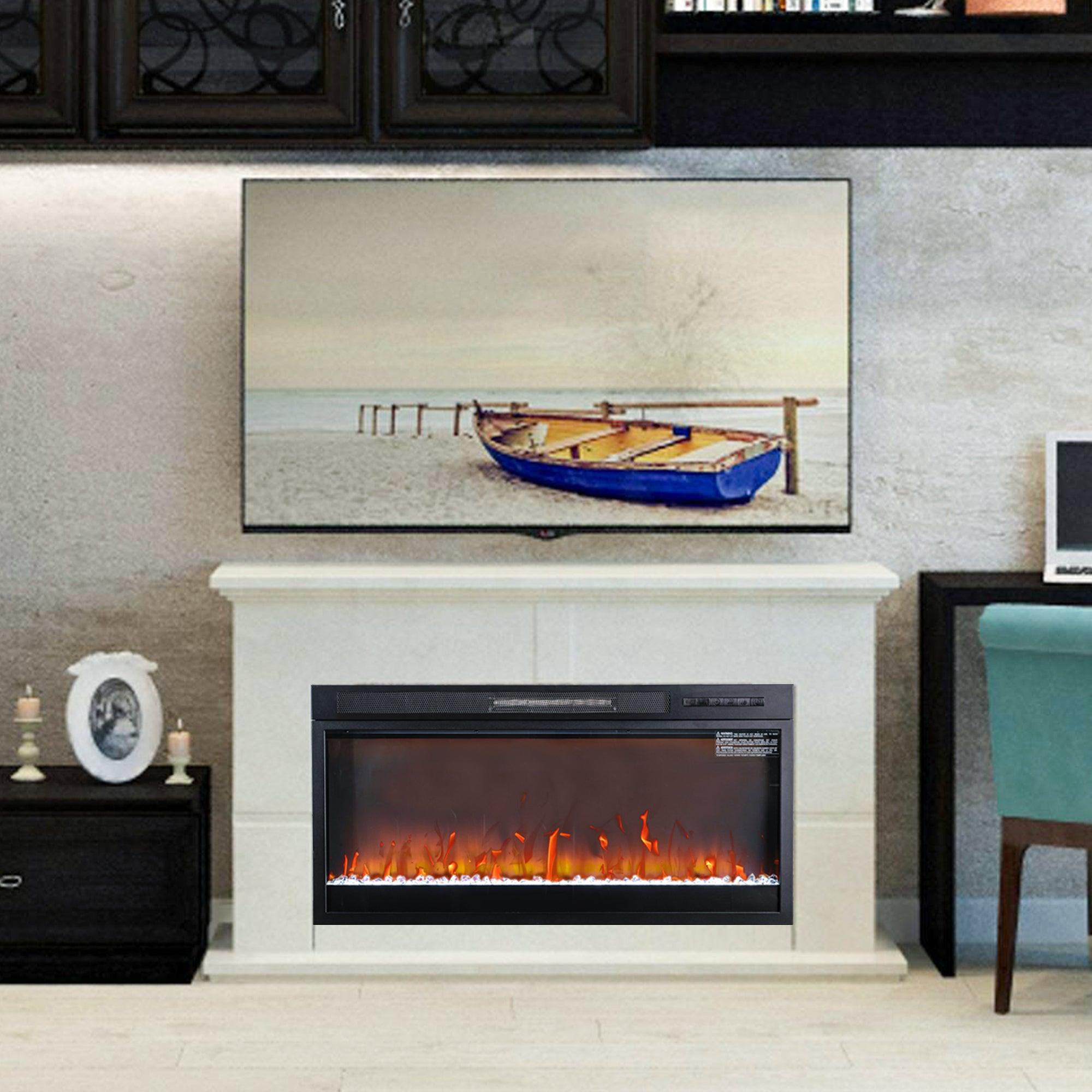 Chimenea eléctrica moderna de 36" con inserto negro y control remoto