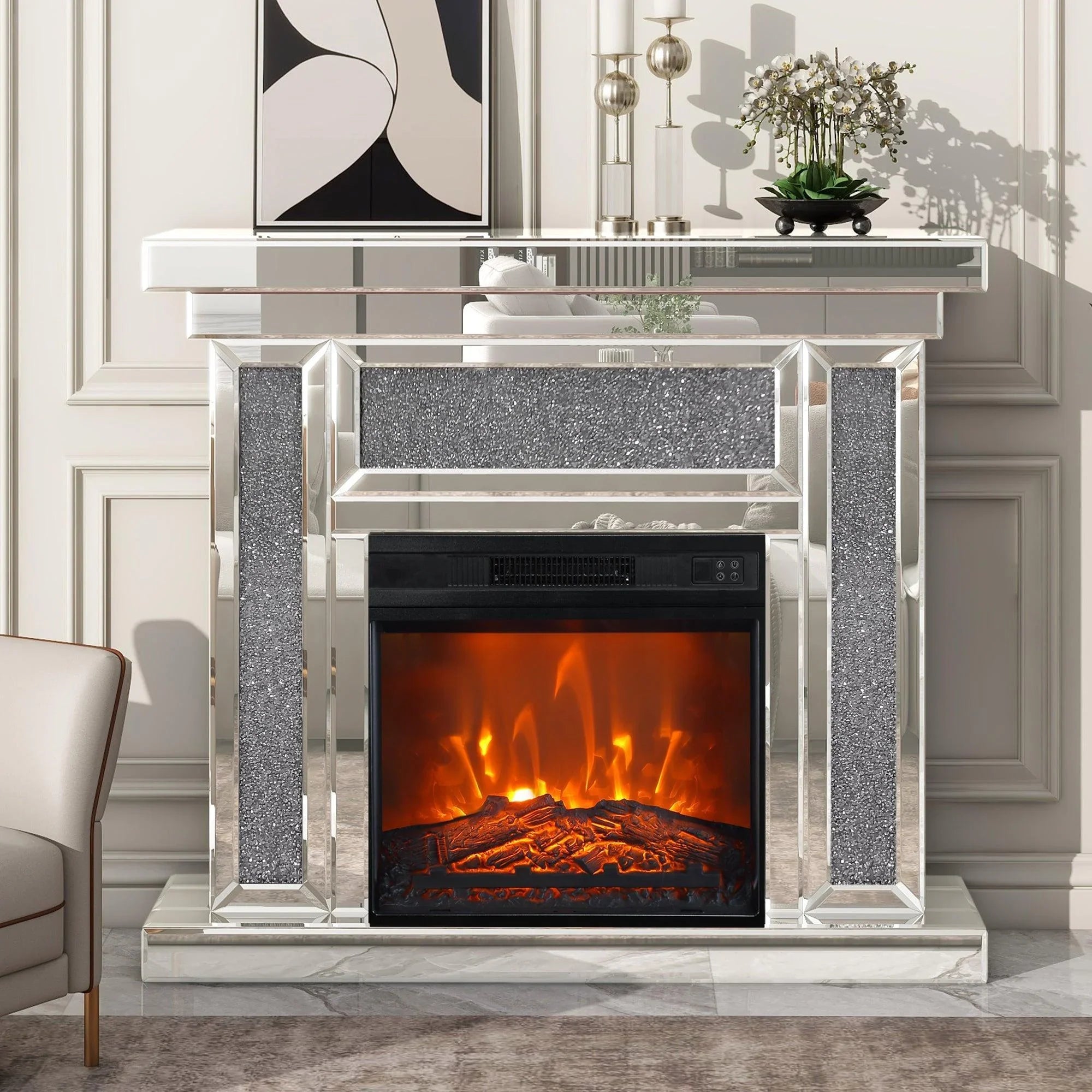 18" Modern Black Insert Electric Fireplace