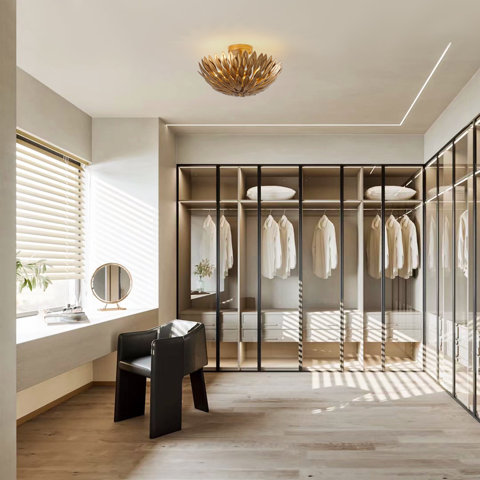 16 Inch 3-Light Farmhouse Golden Semi-Flush Mount Ceiling Lighting