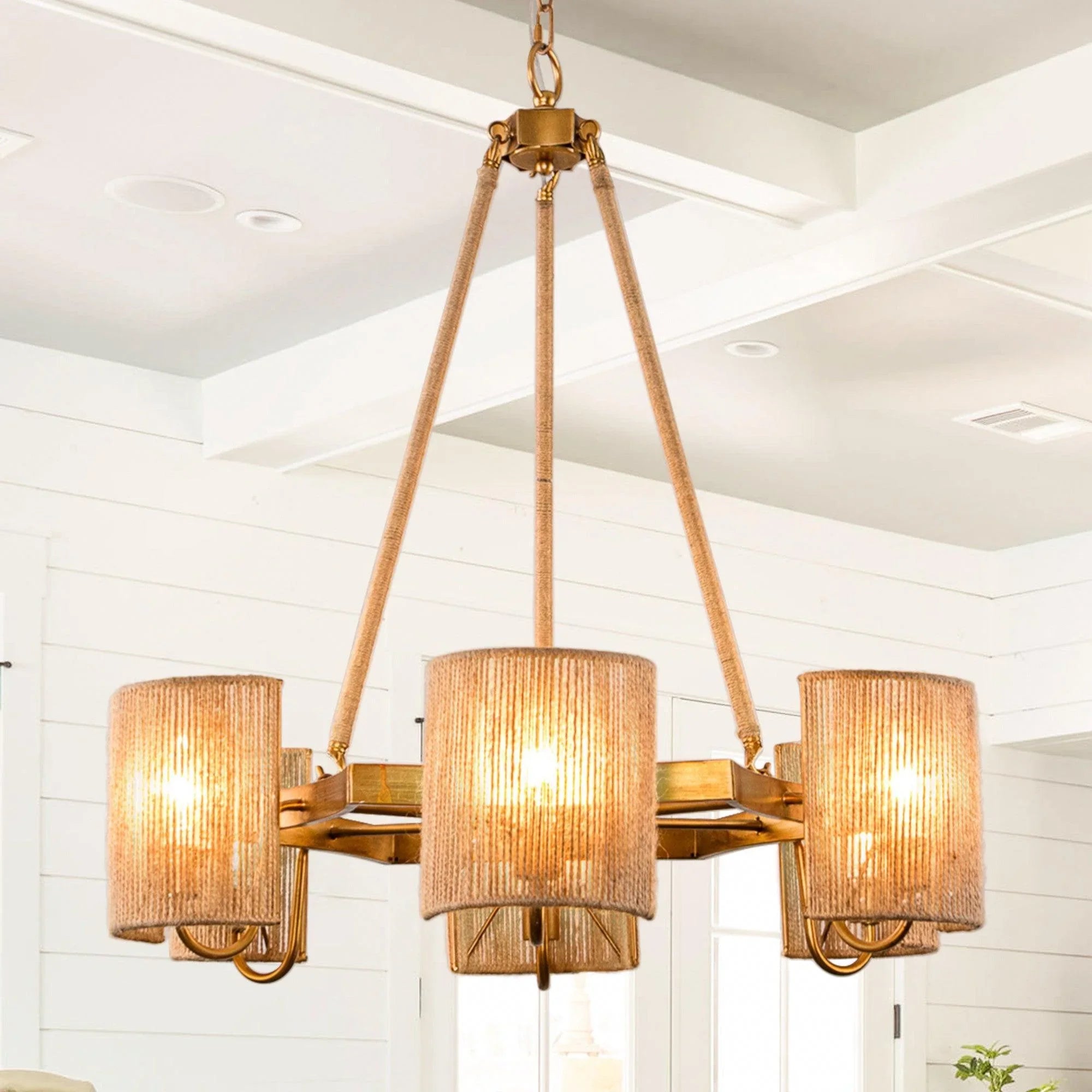 6-Light Farmhouse Bedroom Island Pendant Lighting