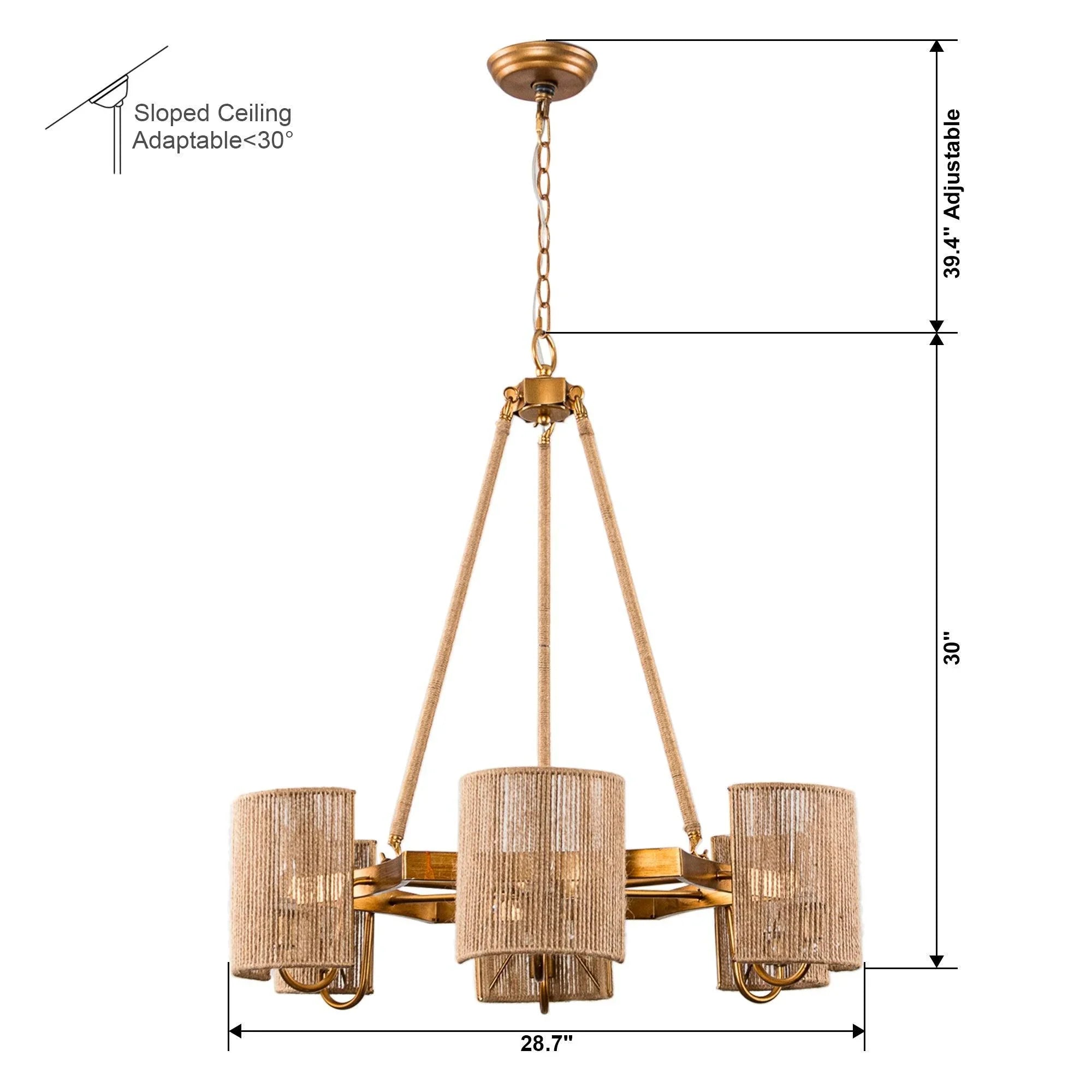 6-Light Farmhouse Bedroom Island Pendant Lighting