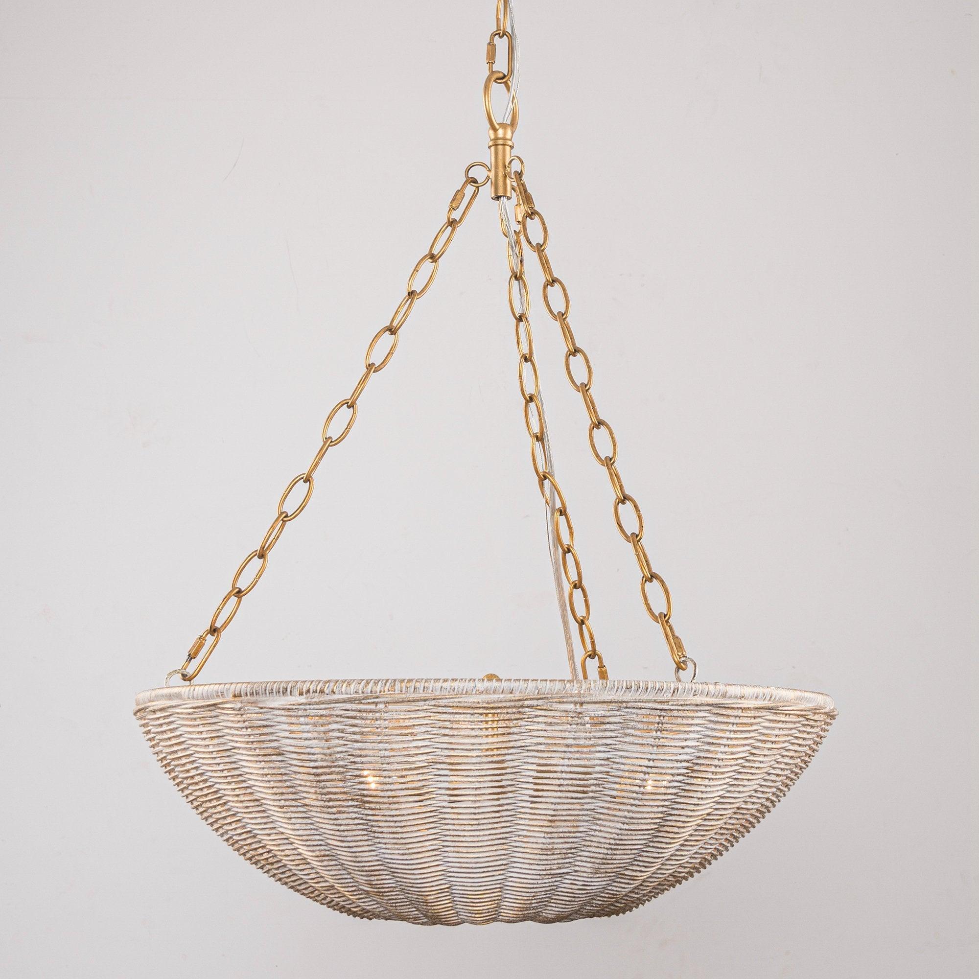 Farmhouse 3-Light Rattan Island Pendant Lighting in Bowl Shape