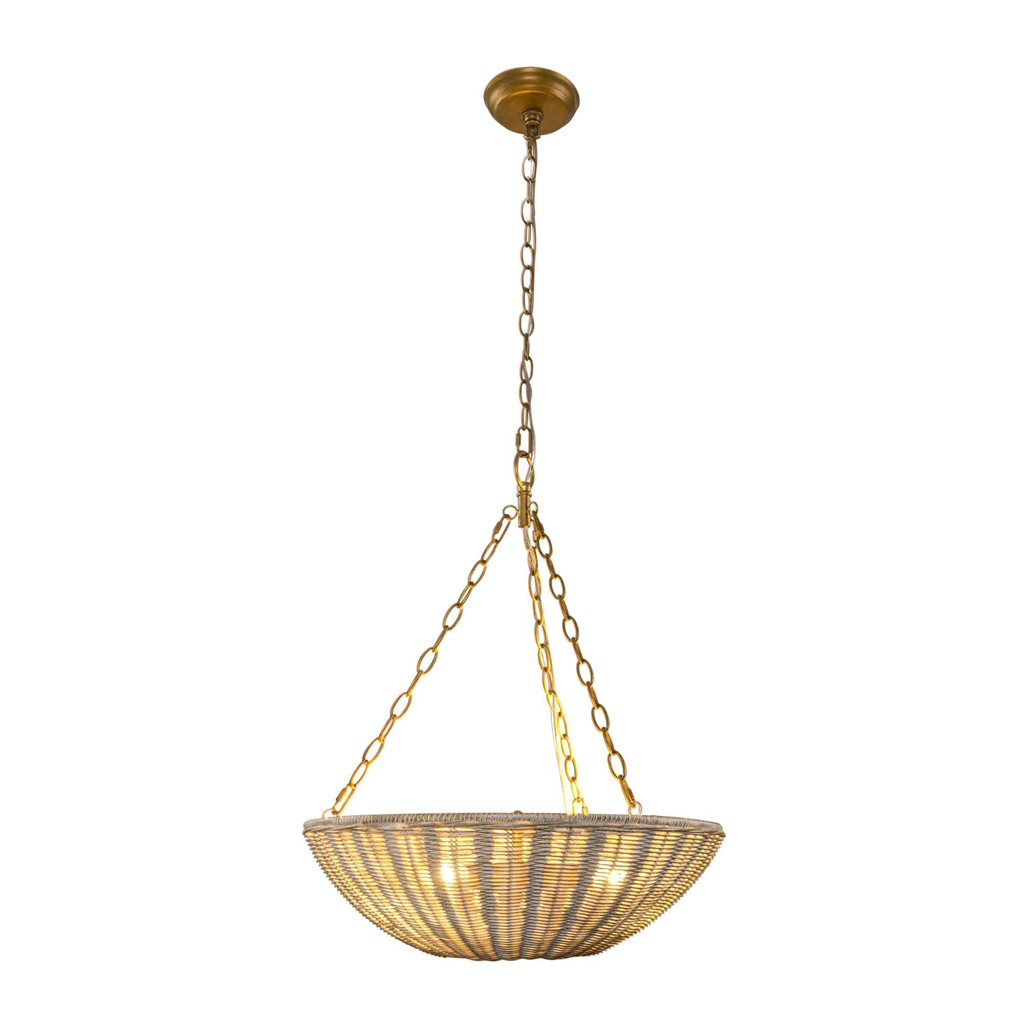 Farmhouse 3-Light Rattan Island Pendant Lighting in Bowl Shape