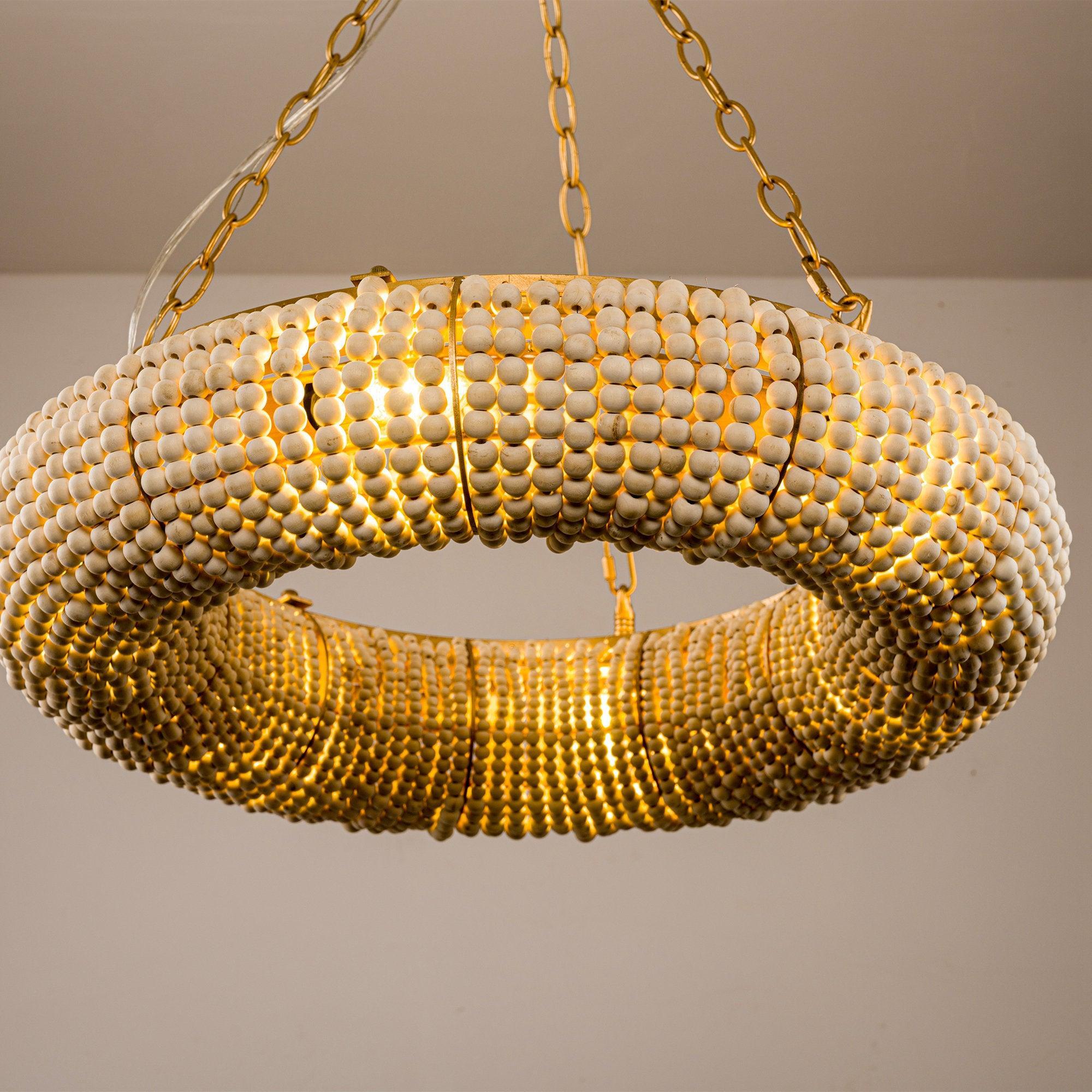 Lámpara empotrada de estilo rústico de 6 luces en dorado antiguo