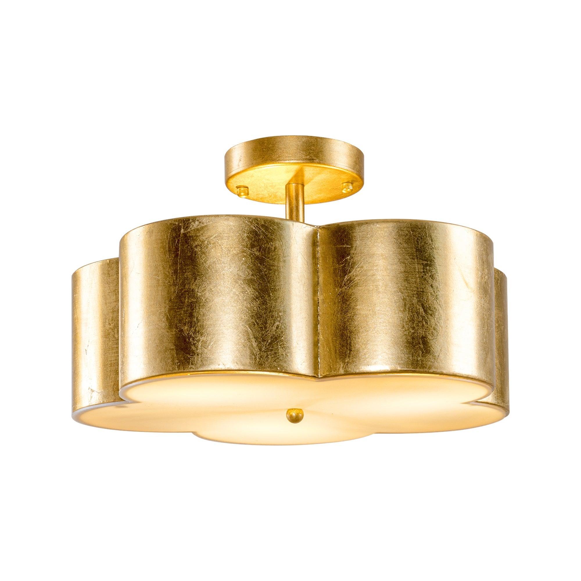 Golden Modern Semi Flush 3-Light Ceiling Lighting