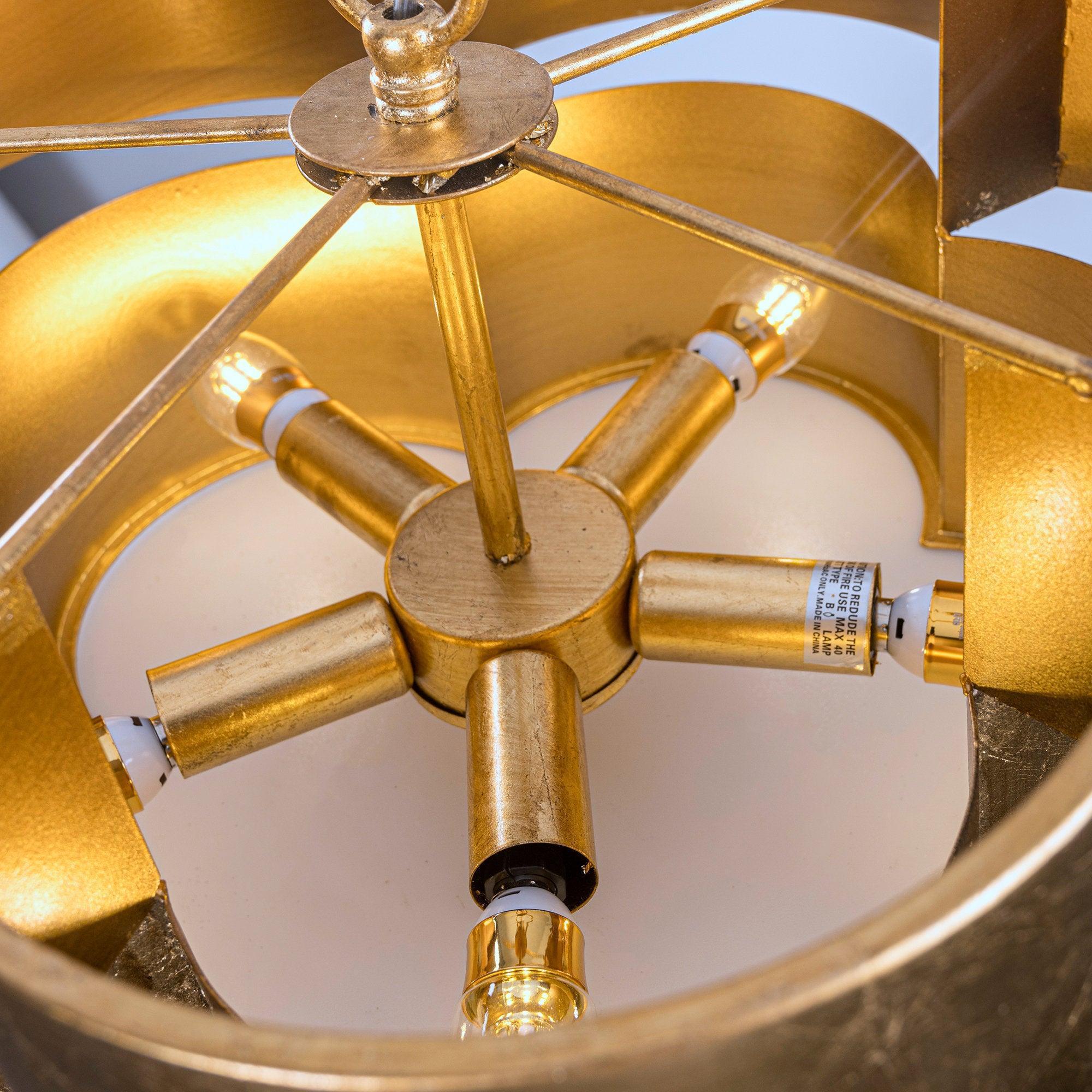 Golden 5-Light Iron Dry Rated Island Pendant Lighting