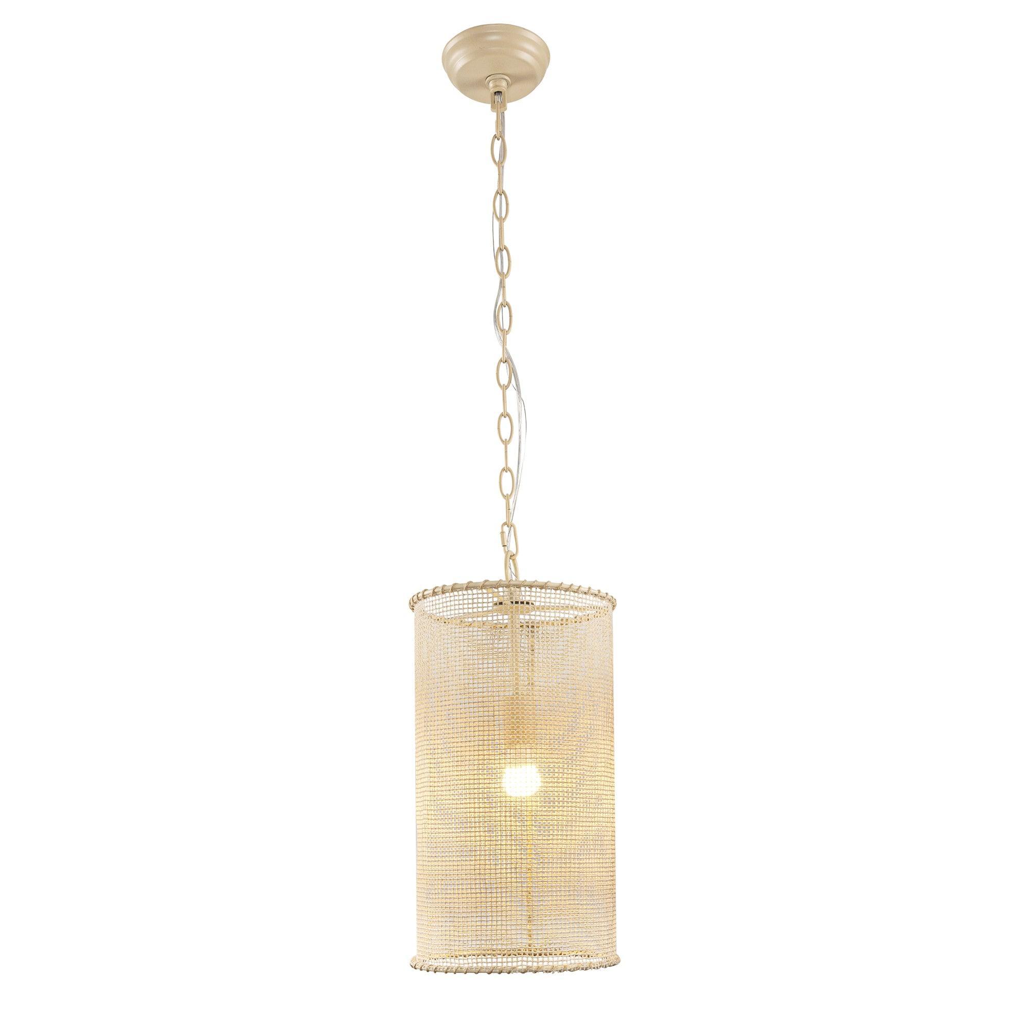 Lámpara colgante de 1 luz con cuentas de madera, estilo rústico beige, apta para zonas secas