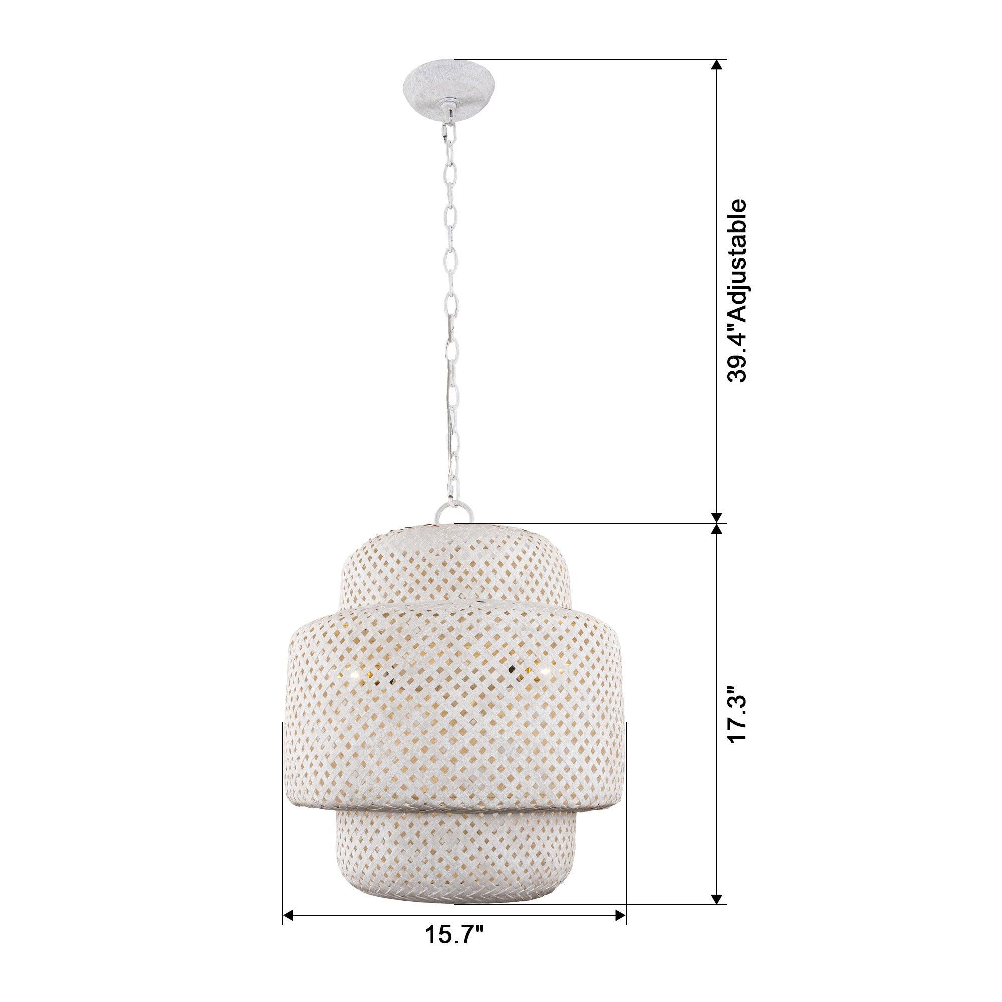 Lámpara colgante rústica de 3 luces blanca resistente a la intemperie
