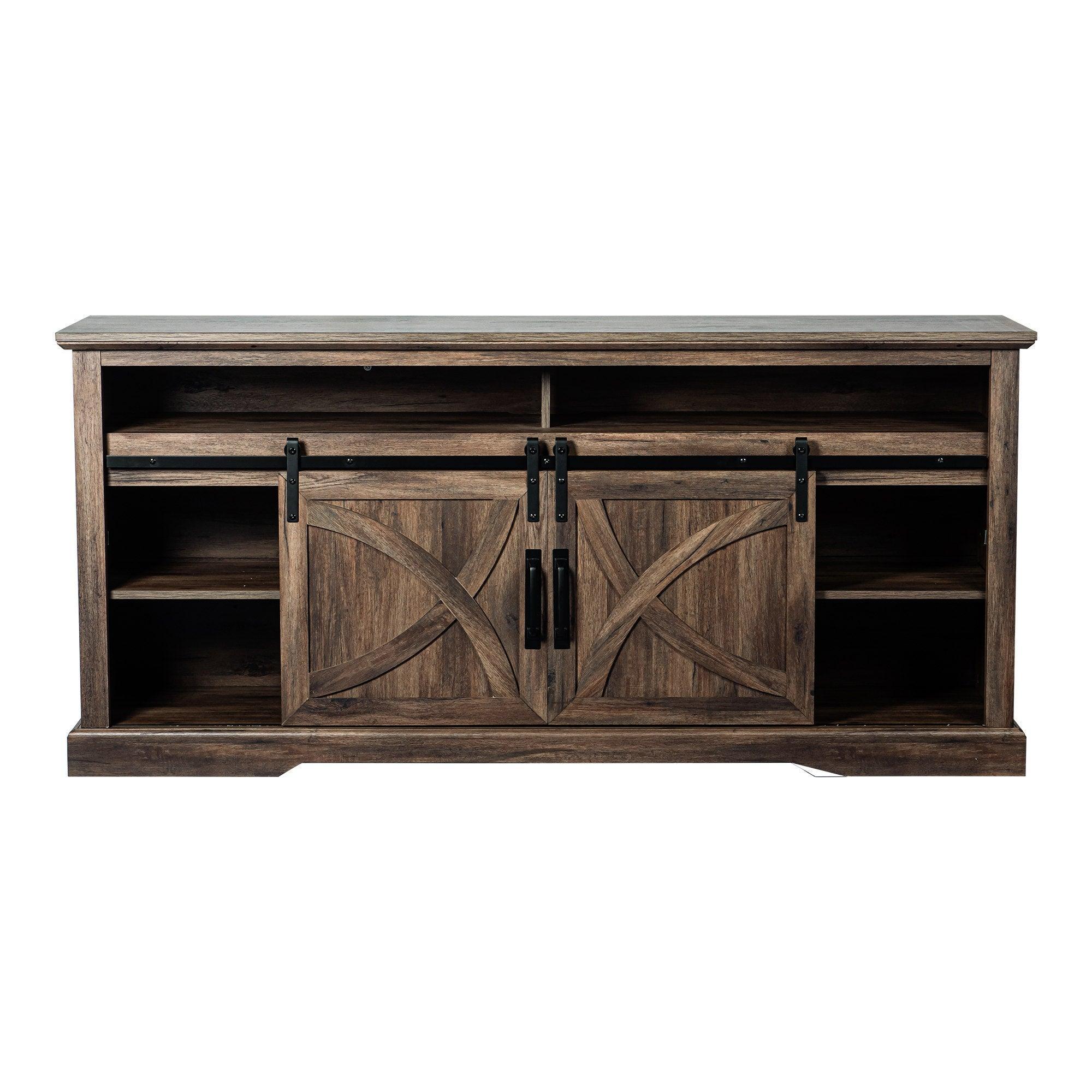 58" Farmhouse TV Stand with 18" Insert Electric Fireplace for Living Room