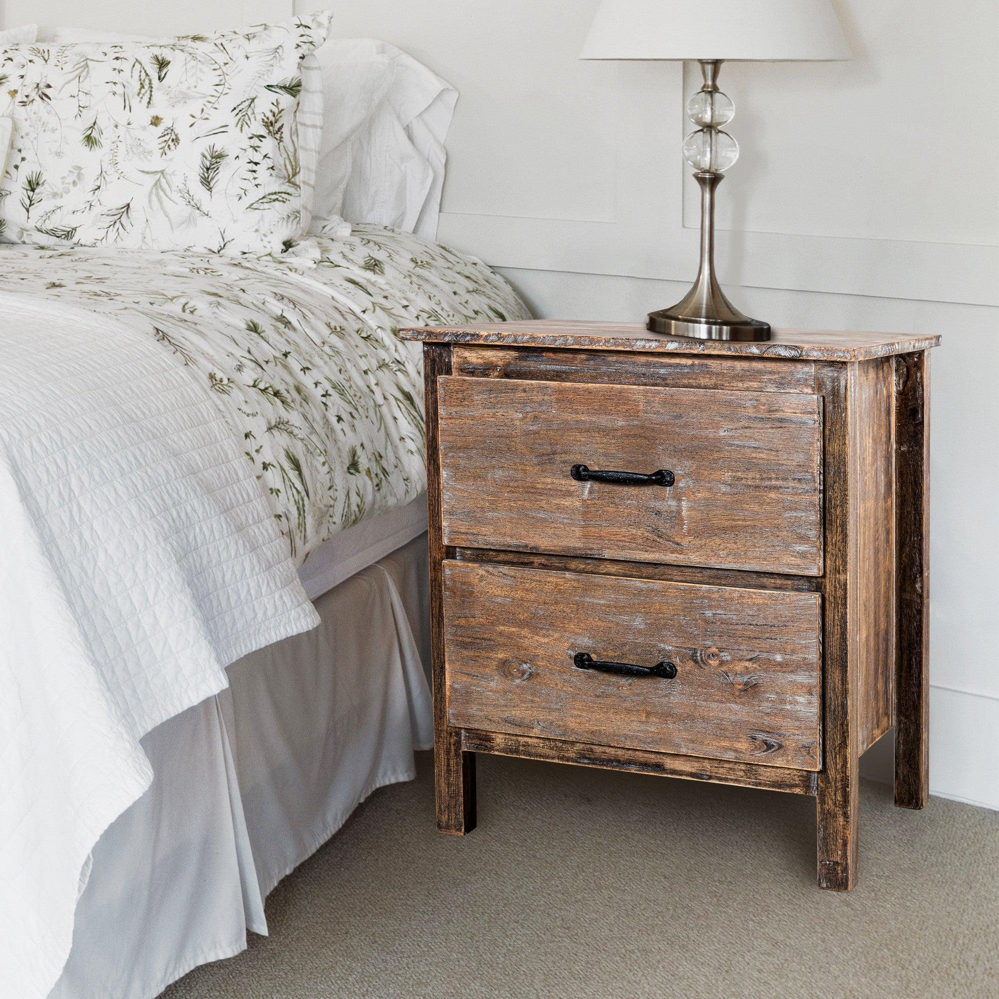 Farmhouse Solid Wood Bedroom Nightstand Side Table