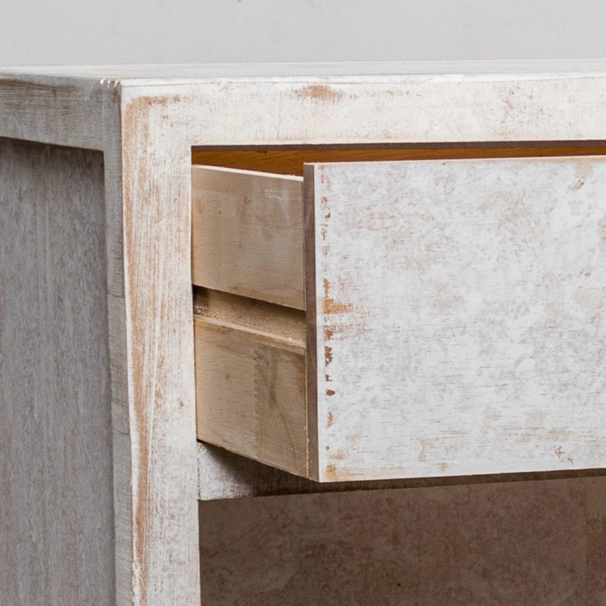 Mesita de noche clásica moderna de madera maciza blanca con 1 cajón