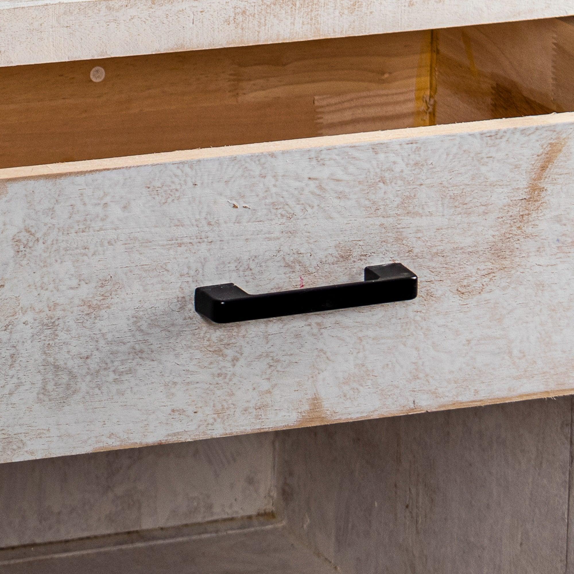 Mesita de noche clásica moderna de madera maciza blanca con 1 cajón