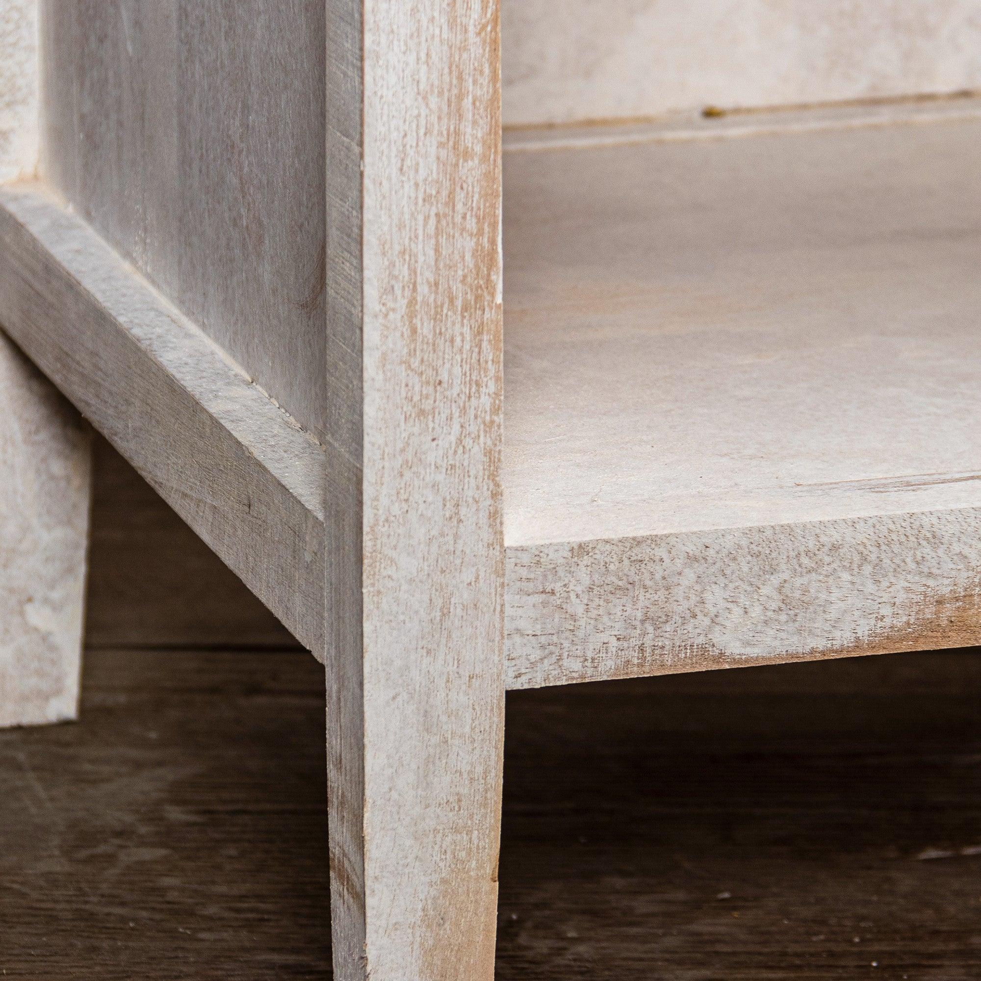 Mesita de noche clásica moderna de madera maciza blanca con 1 cajón