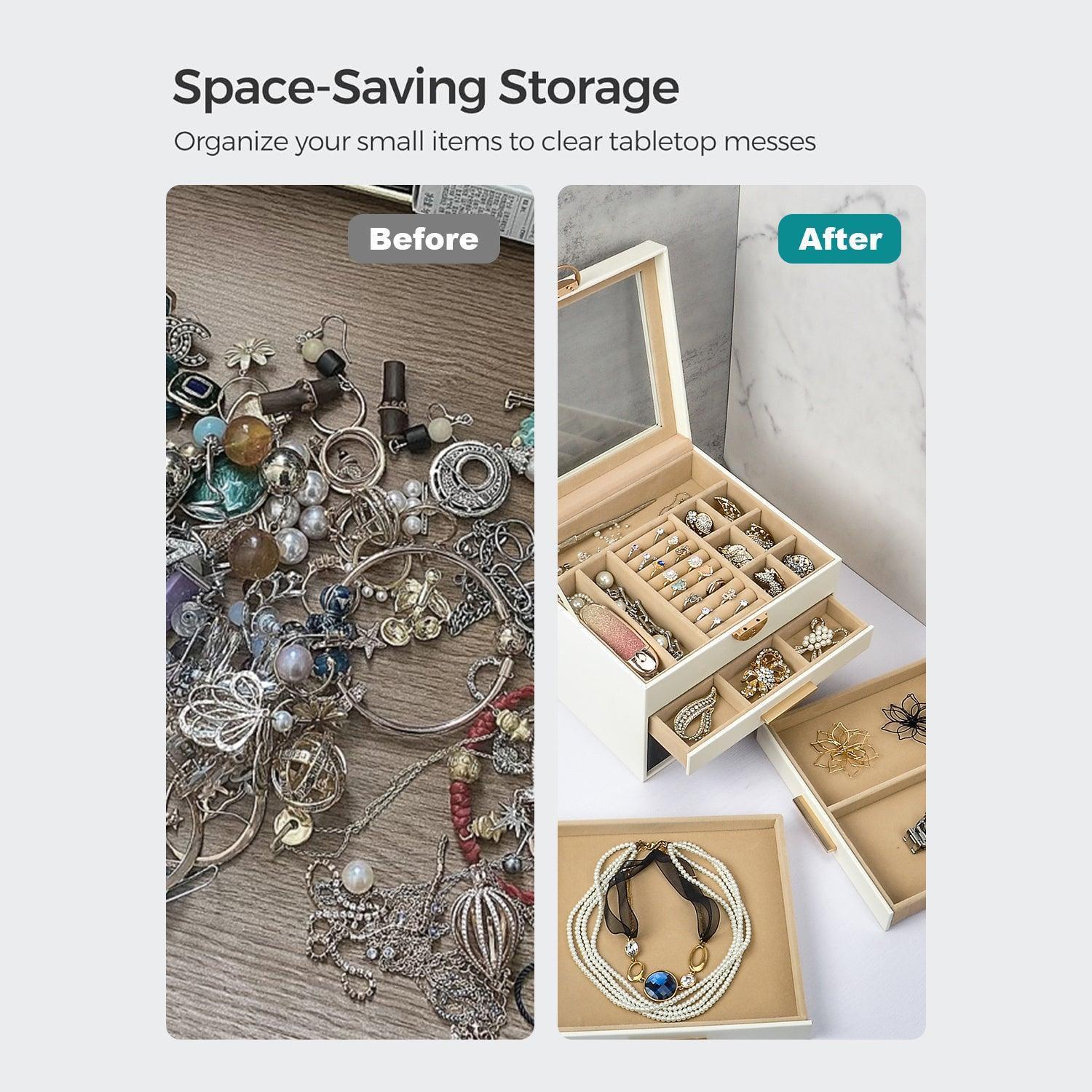 Elegant Jewelry Box Organizer for Women, 4-Layer Jewelry Organizer, 3-Drawers