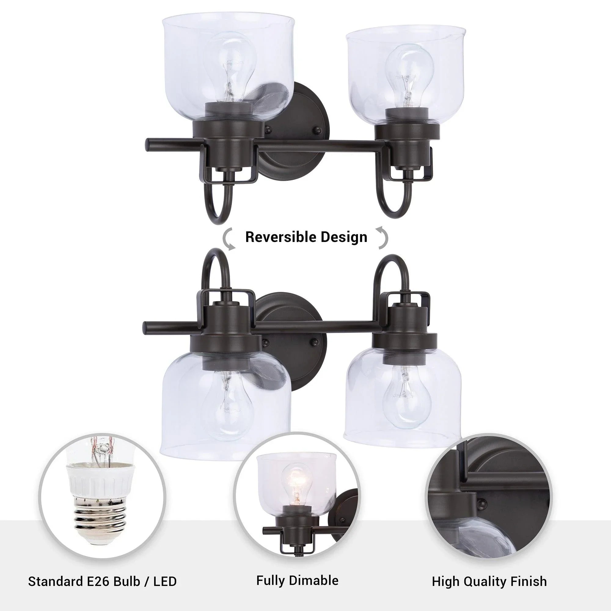 Lámpara de baño Brighton de 2 luces regulable en bronce oscuro