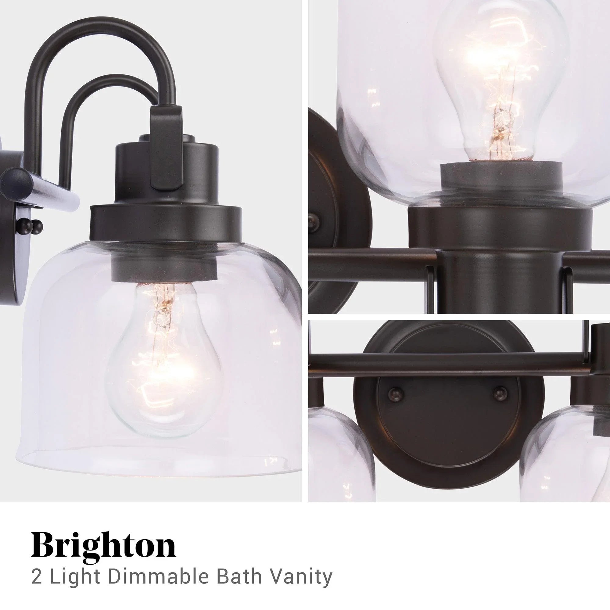 Lámpara de baño Brighton de 2 luces regulable en bronce oscuro