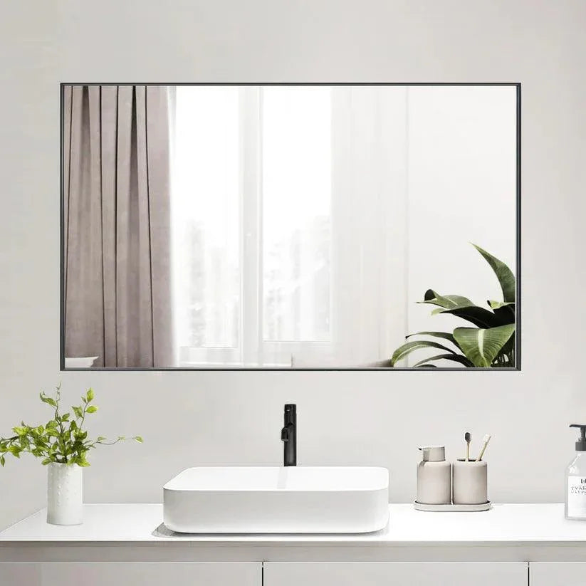 Reflections Sleek Modern Black Aluminum Framed Wall Mirror