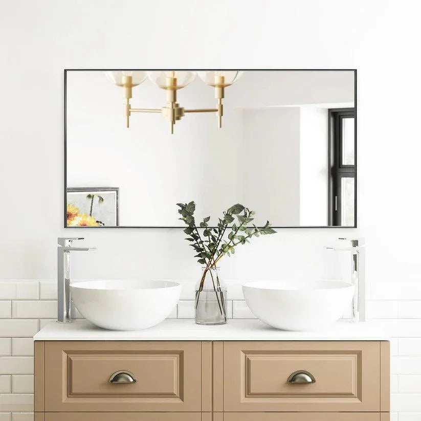 Reflections Sleek Modern Black Aluminum Framed Wall Mirror