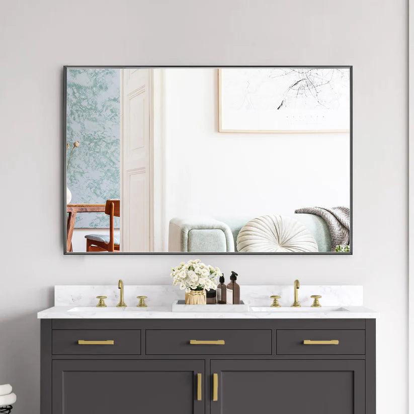 Reflections Sleek Modern Black Aluminum Framed Wall Mirror