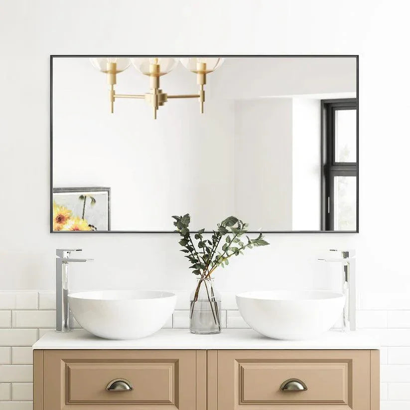 Reflections Sleek Modern Black Aluminum Framed Wall Mirror