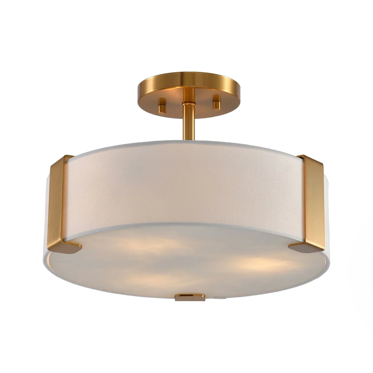 14 Inch Ella 3-Light Electroplate Golden Semi-Flush Mount Ceiling Light