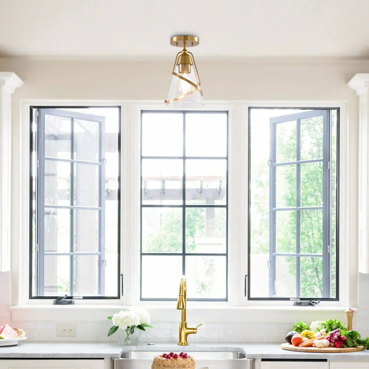 7 Inch Walker 1-Light Semi-Flush Mount Ceiling Light
