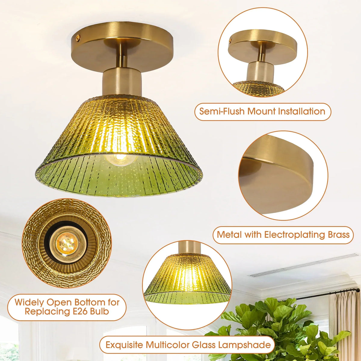3.5 Inch Paula 1-Light Semi-Flush Mount Ceiling Light
