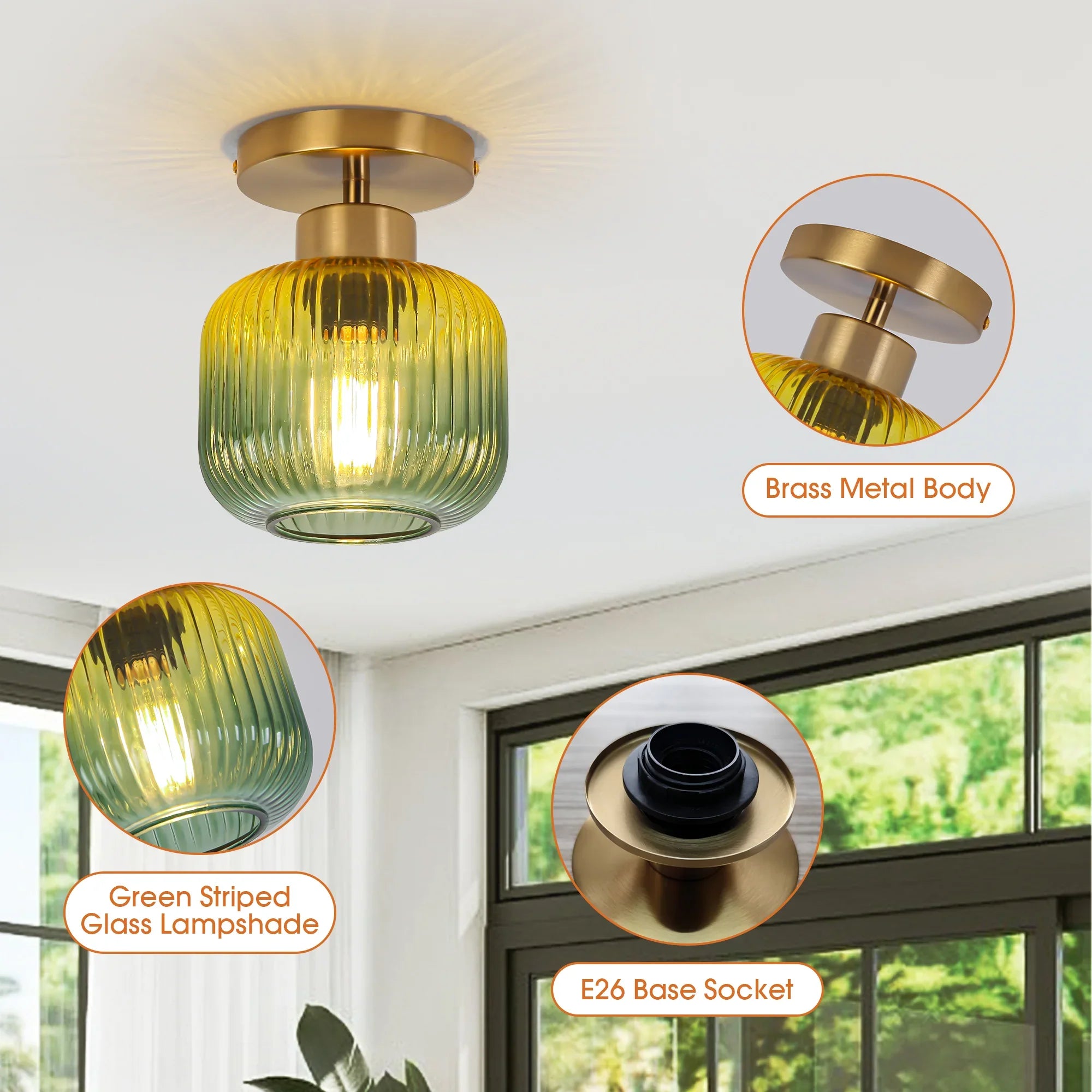 6 Inch Bard 1-Light Semi-Flush Mount Ceiling Light