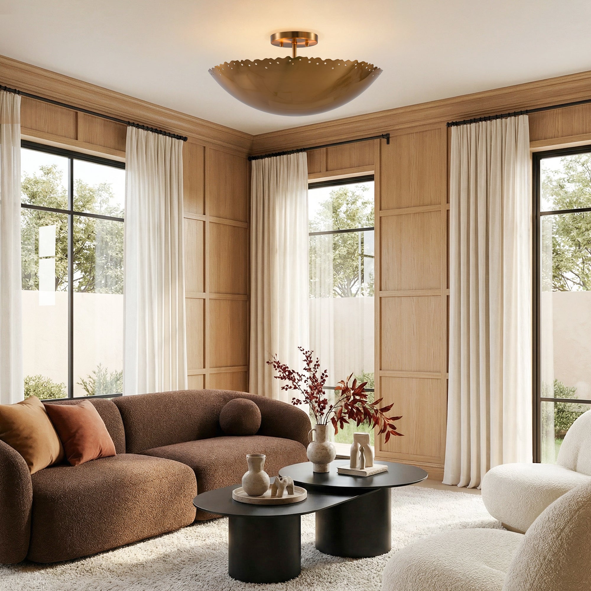 Irma 3-Light Modern Semi-Flush Mount Ceiling Light