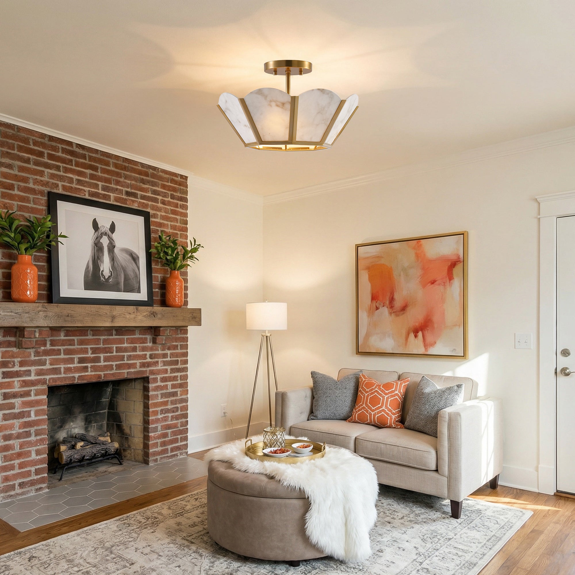 Lena 3-Light Modern Semi-Flush Mount Ceiling Light