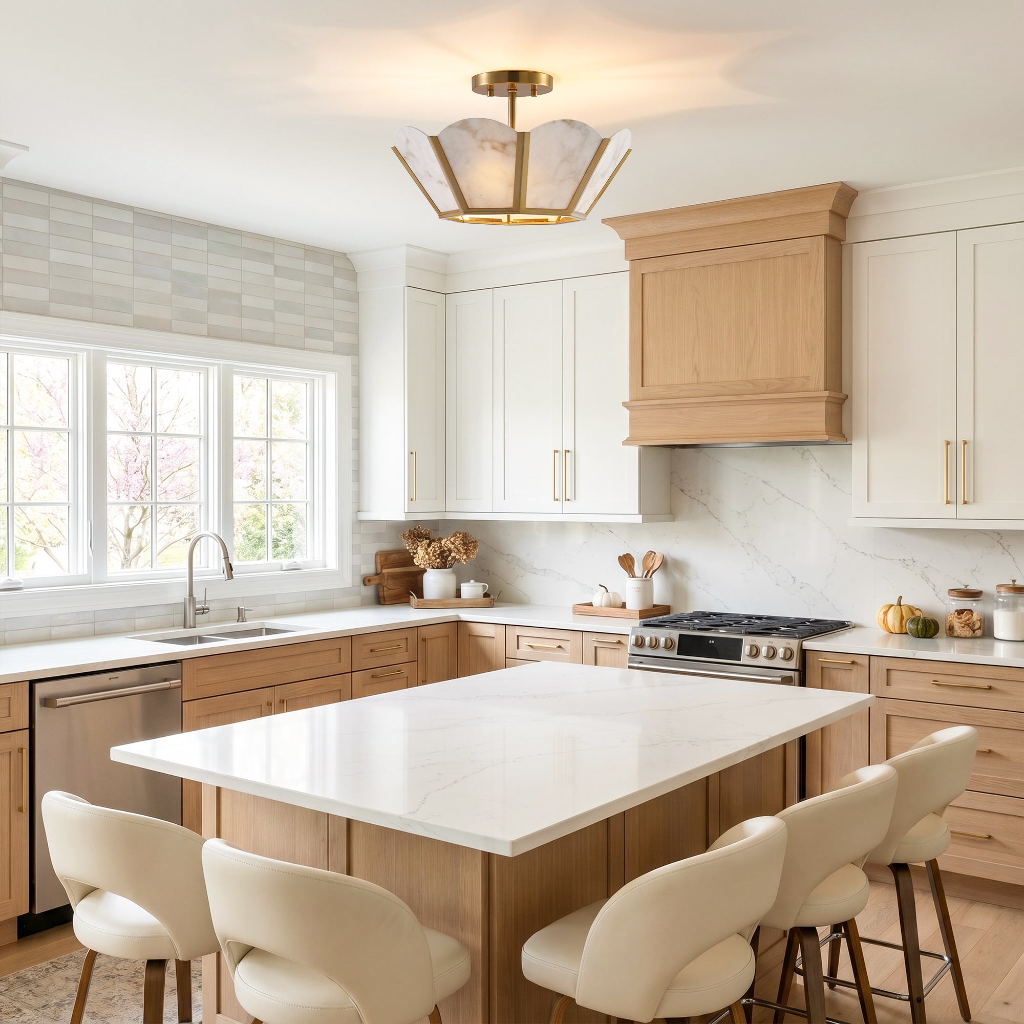 Lena 3-Light Modern Semi-Flush Mount Ceiling Light