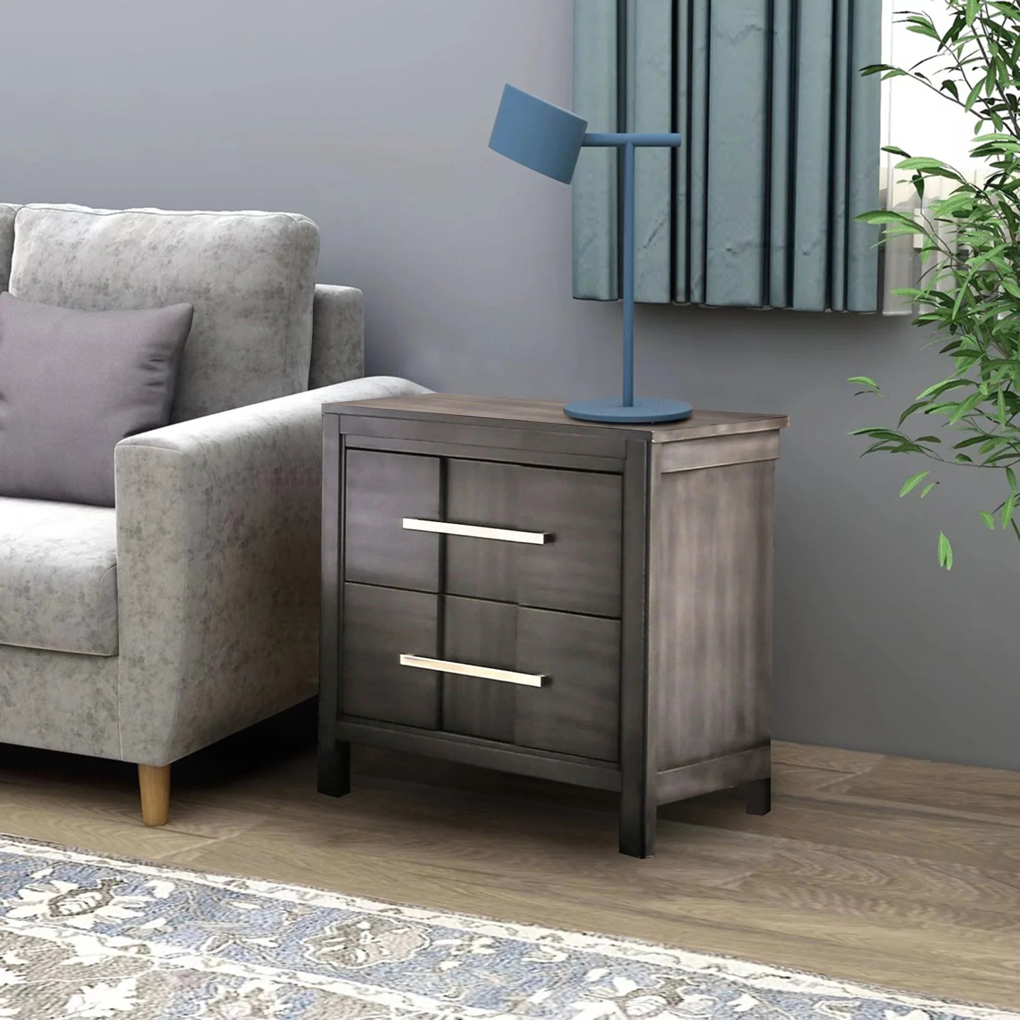 Berenice 23" Transitional Solid Wood 2-Drawer Nightstand