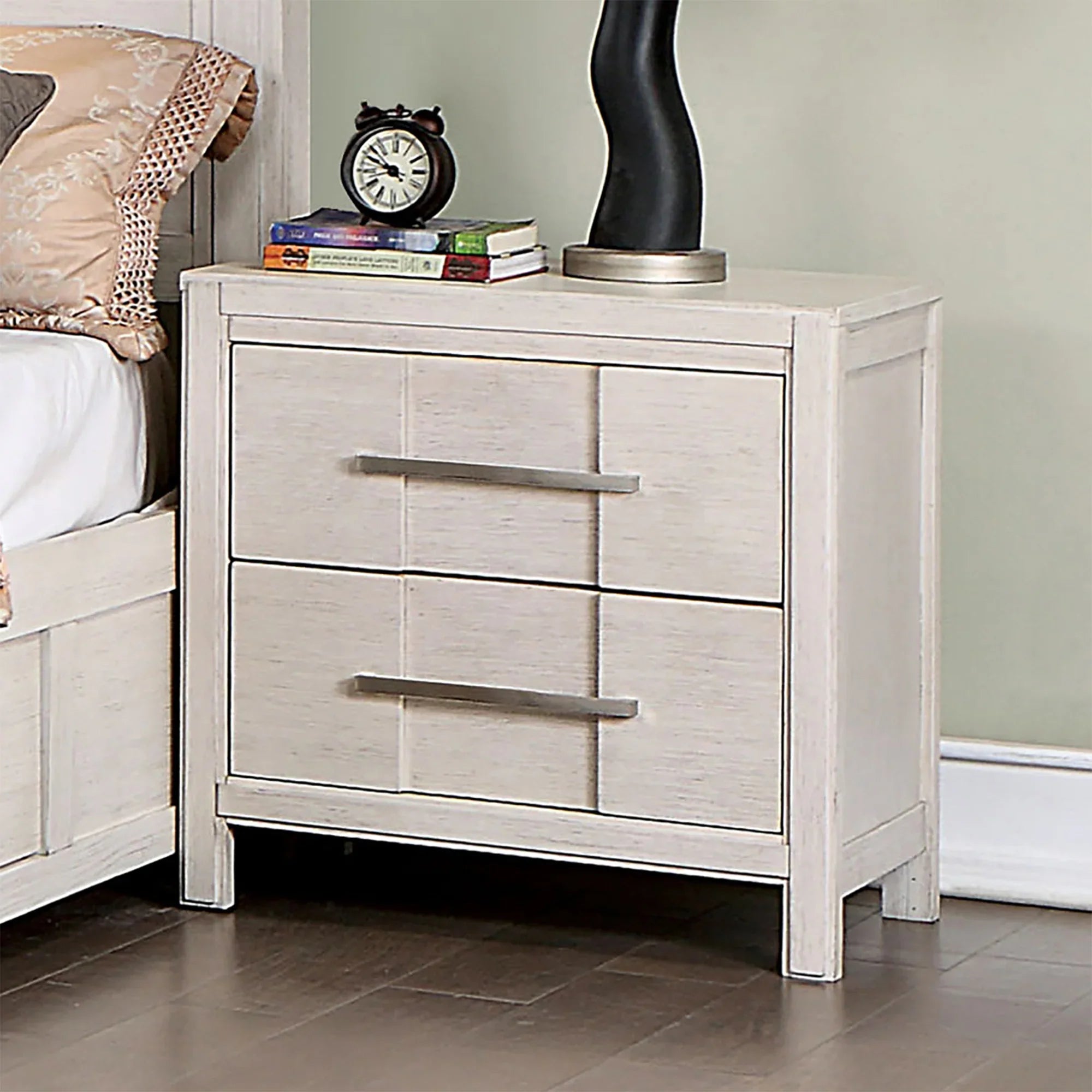 Berenice 23" Transitional Solid Wood 2-Drawer Nightstand