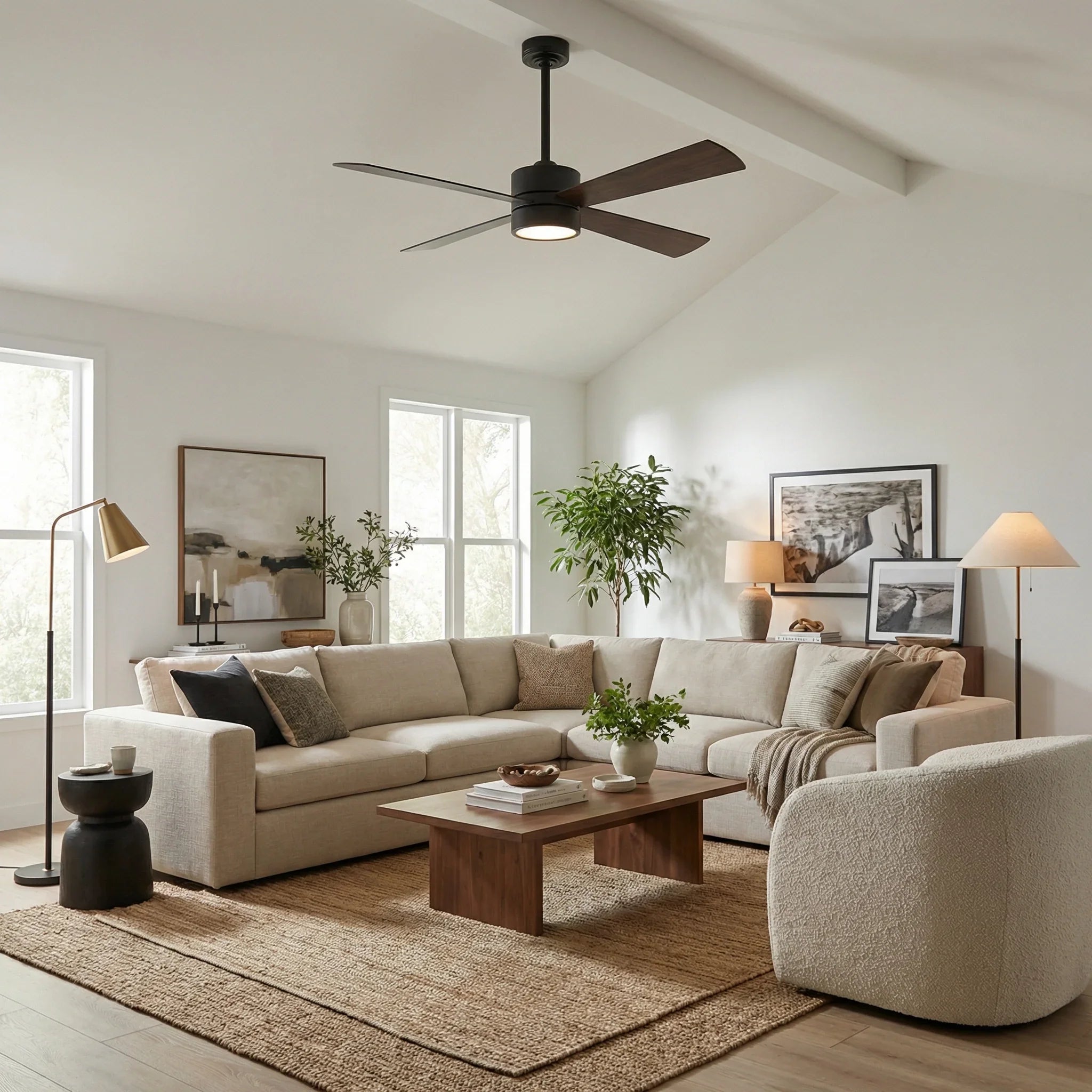 52 Inch Bucholz Industrial Dimmable RGB LED Ceiling Fan with Remote and APP Control