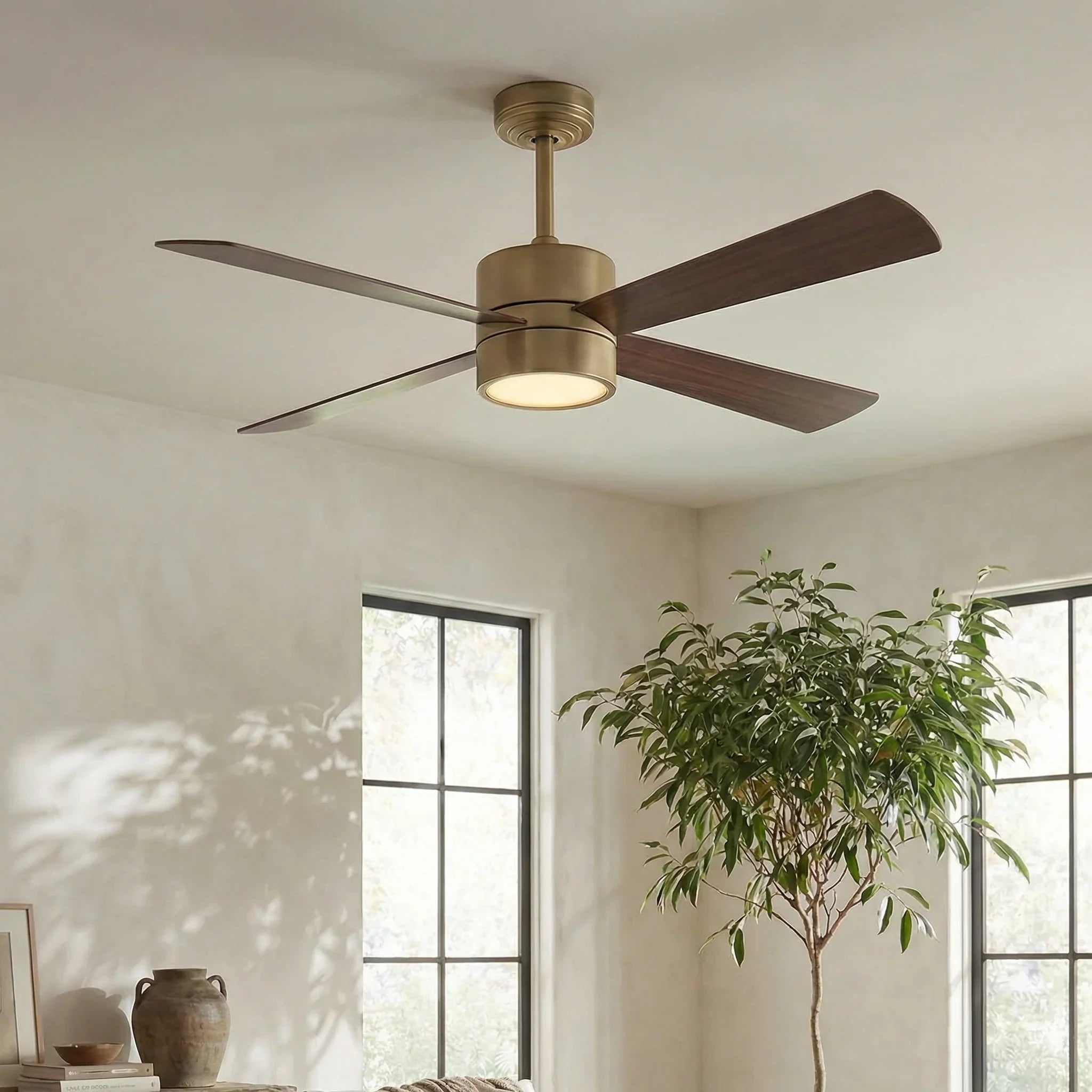 52 Inch Bucholz Industrial Dimmable RGB LED Ceiling Fan with Remote and APP Control