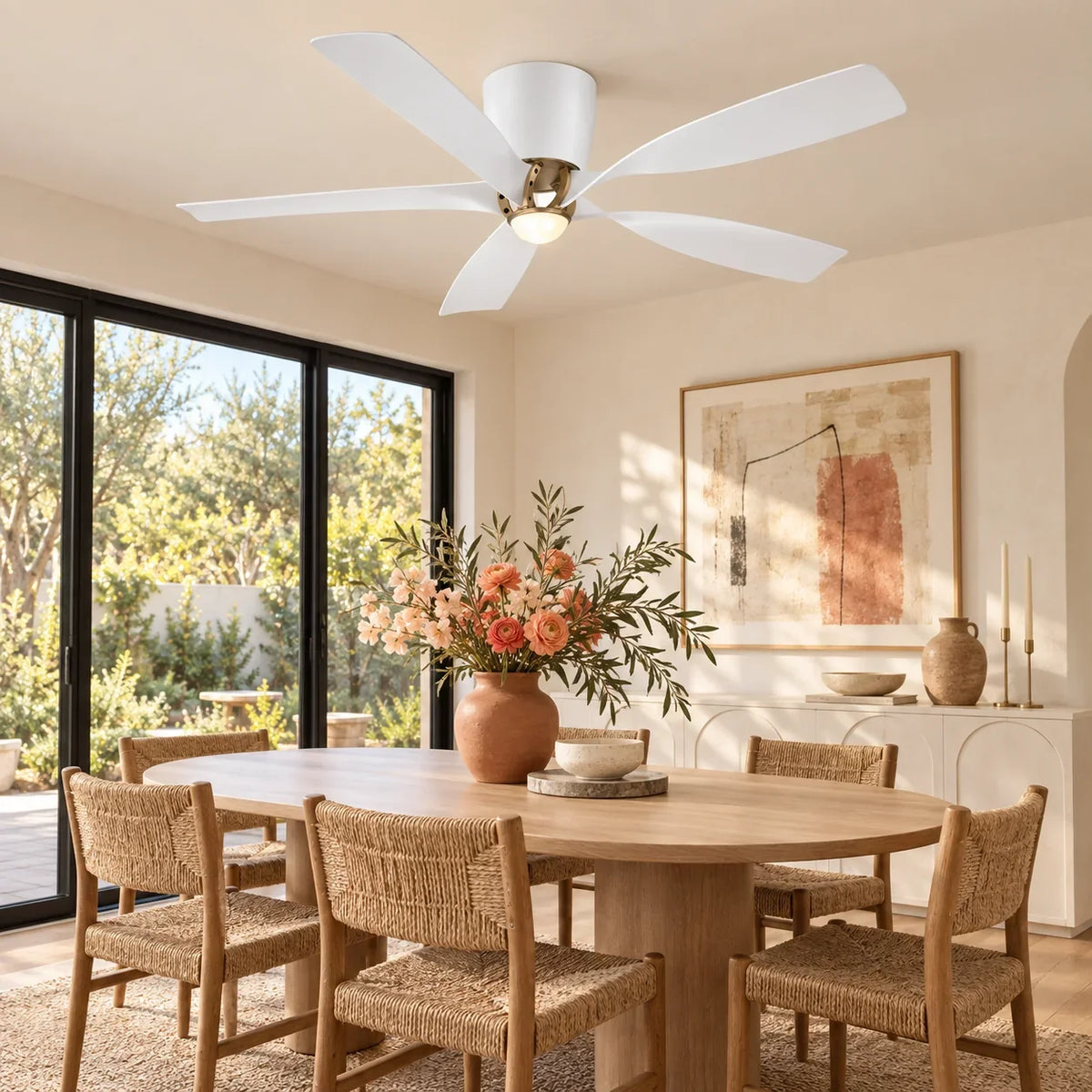52 Inch Hugh Modern White Flush Mount Ceiling Fan