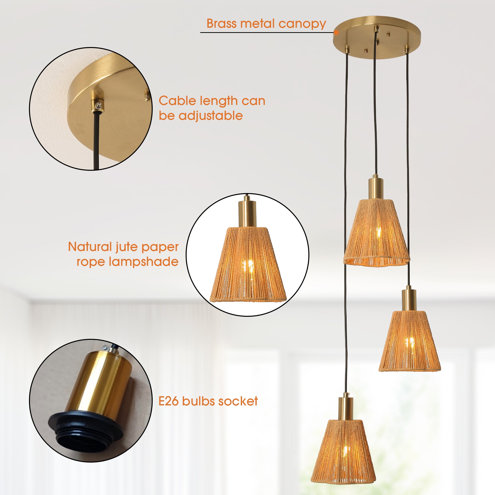 15 Inch Merle 3-Light Island Pendant Light