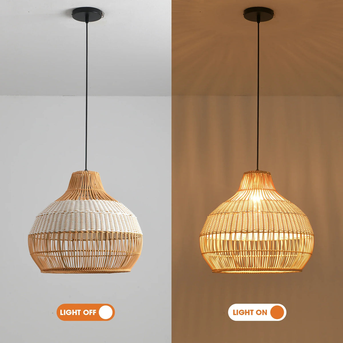 17" Yale Bohemian Handwoven Rattan Island Pendant Light