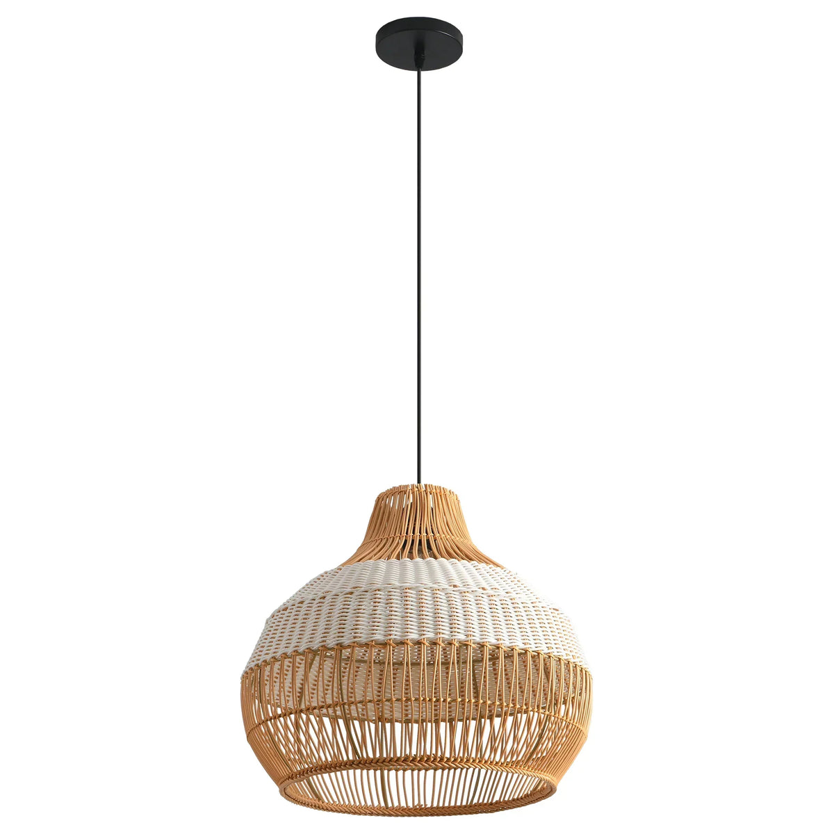 17" Yale Bohemian Handwoven Rattan Island Pendant Light